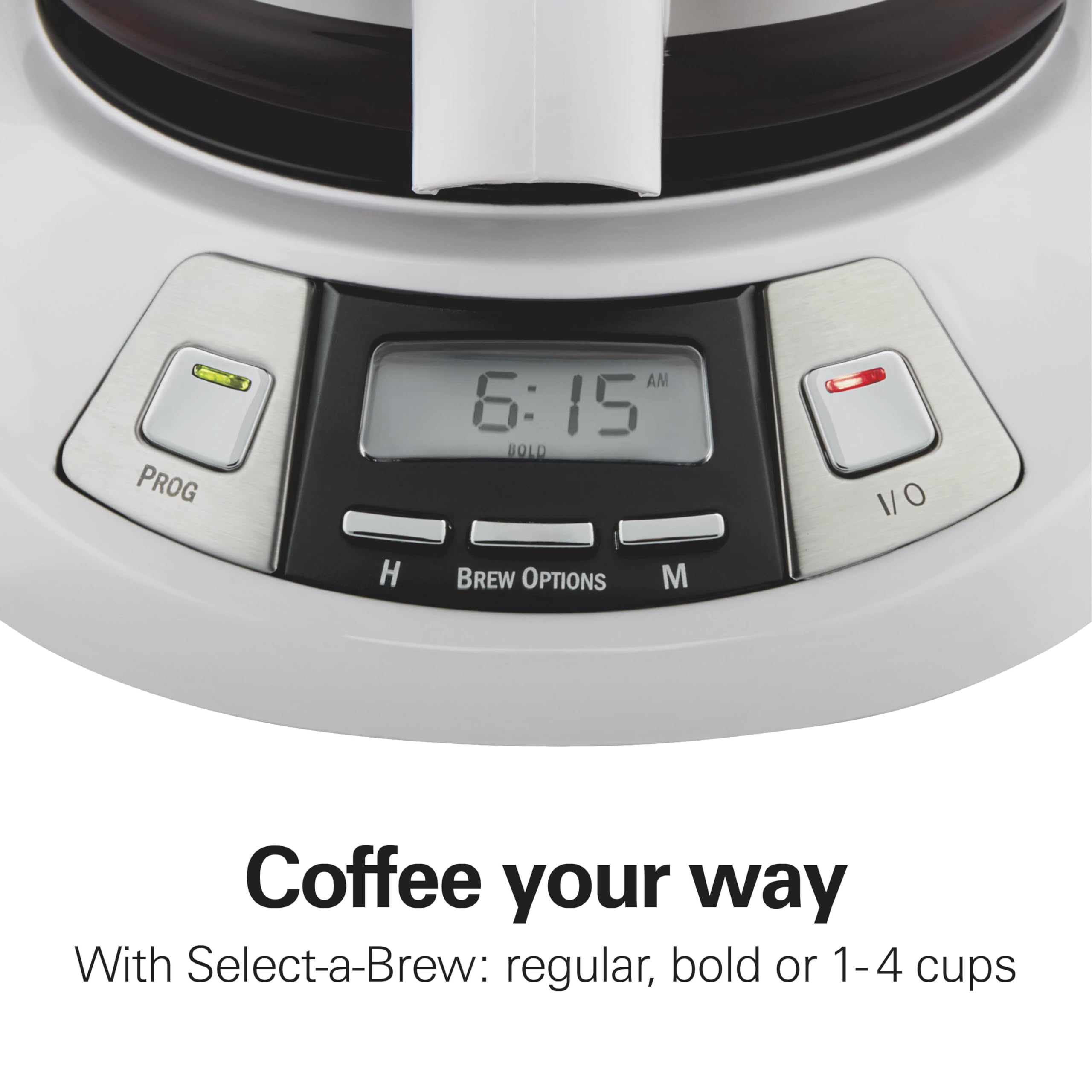 Hamilton Beach 12 Cup Programmable Drip Coffee Maker - 3 Brew Options, Glass Carafe, Auto Pause & Pour - White (46294) | Perfect for Home, Office & Entertaining