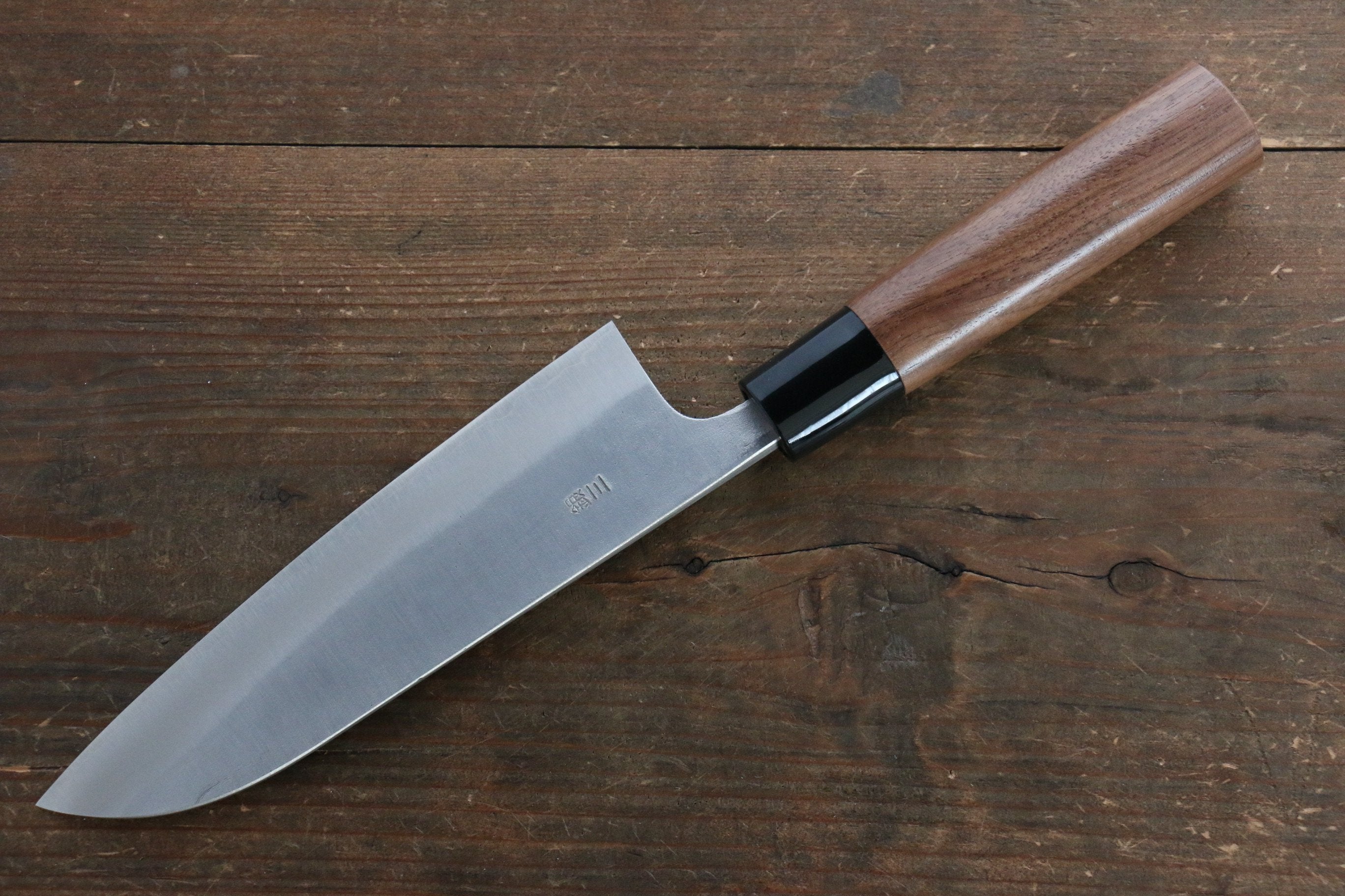 Nao Yamamoto Silver Steel No.3 Nashiji Santoku Knife 165mm with Walnut Handle - Premium Japanese Kitchen Knife for Slicing, Dicing & Chopping Vegetables, Meat & Fish