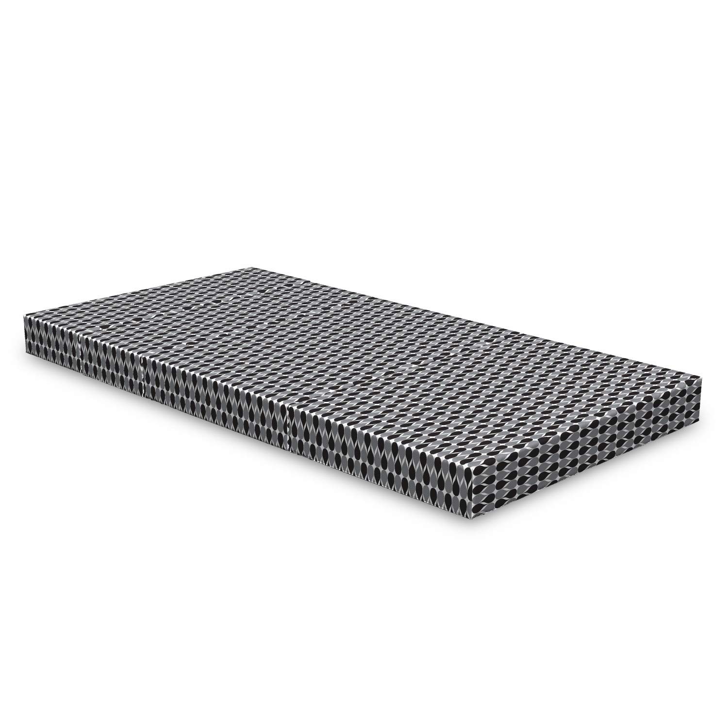 Ambesonne Retro Foldable Mattress - Abstract Classic Wavy Ovals Design, 74.8