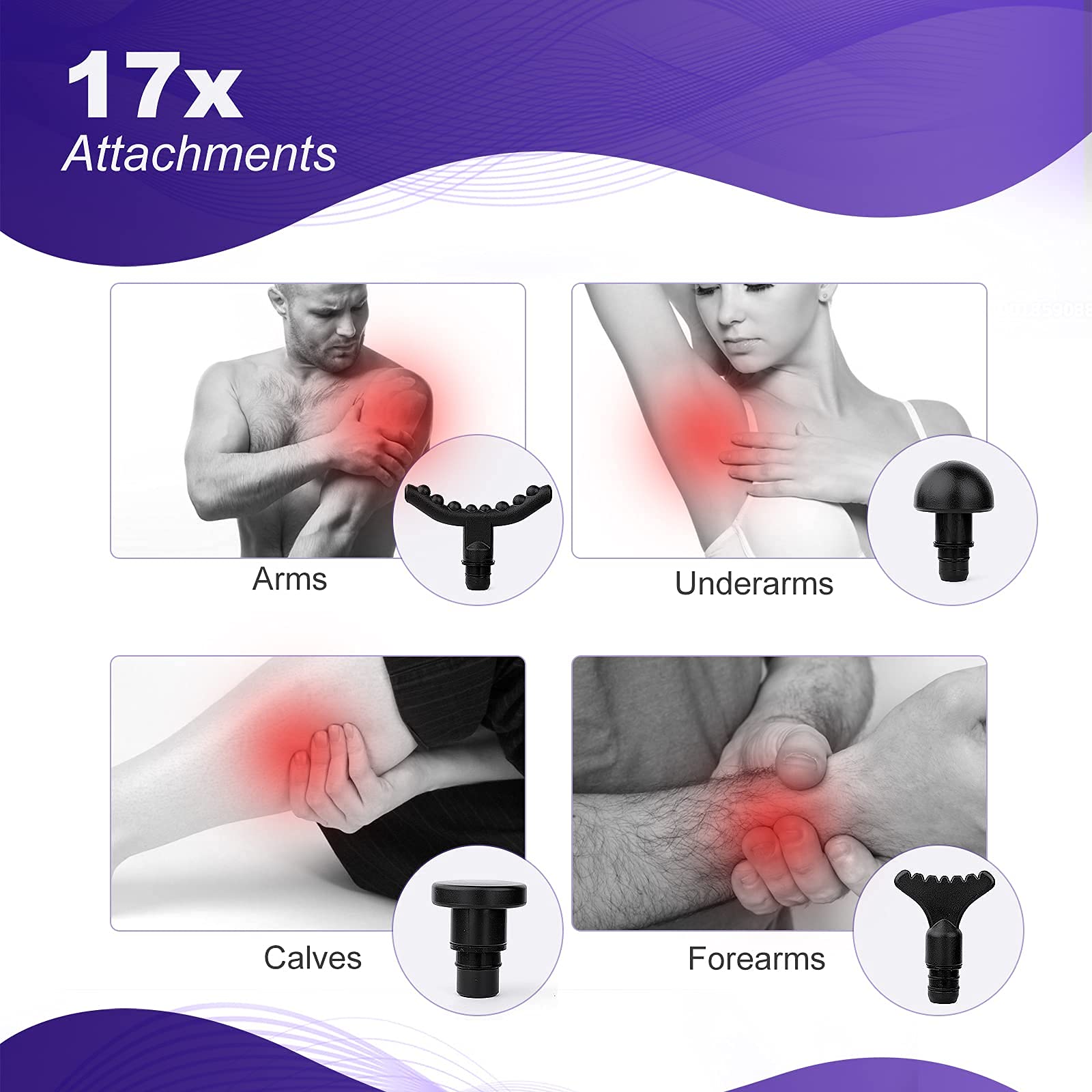 17-in-1 Massage Gun Attachment Heads Set - 18.5mm (0.73 inch) Universal Muscle Massager Heads for Deep Tissue Therapy - Perfect for Back, Neck, Leg Pain Relief & Post-Workout Recovery
