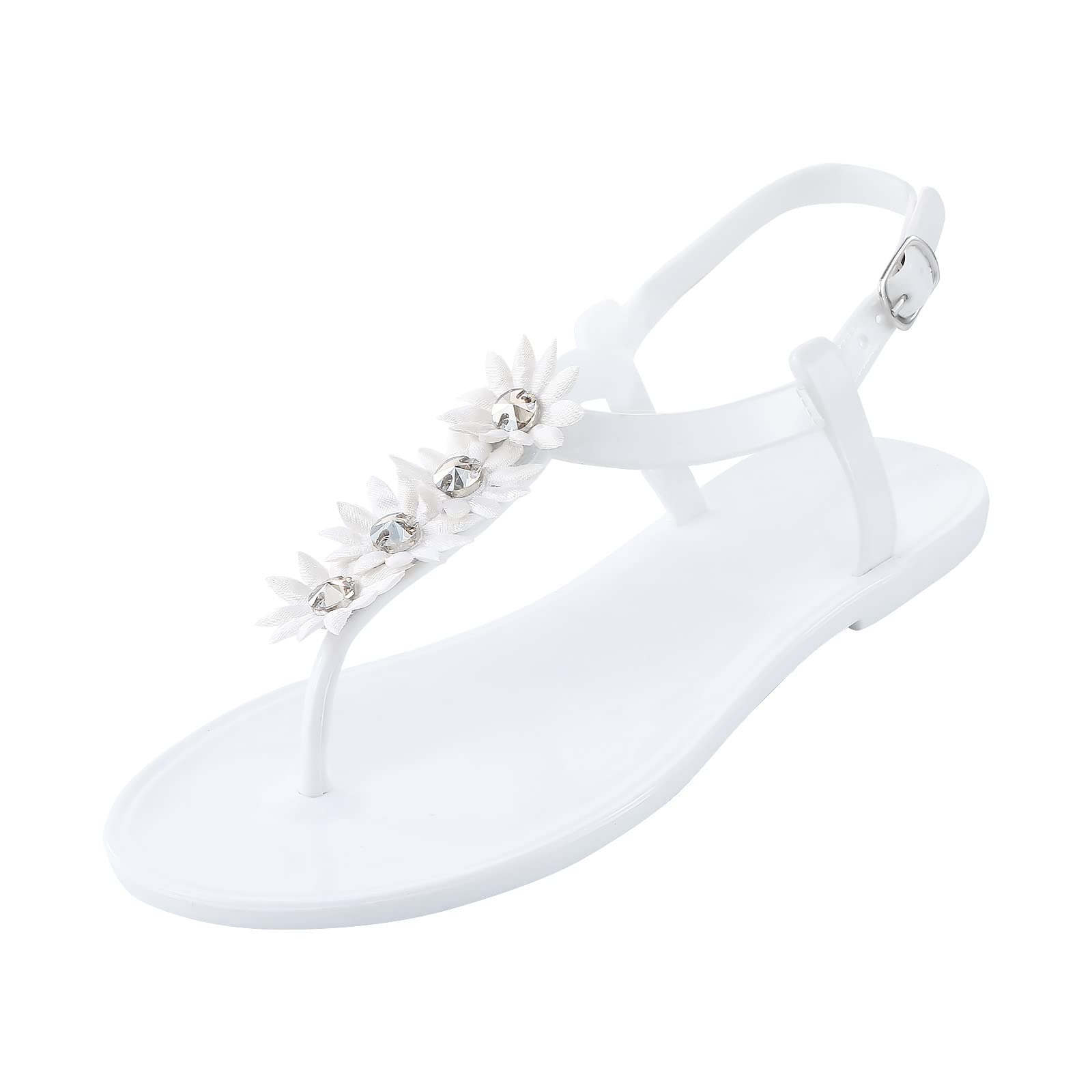 Women's Floral Shell Sandals - Non-Slip Beach Shoes for Summer Size 8