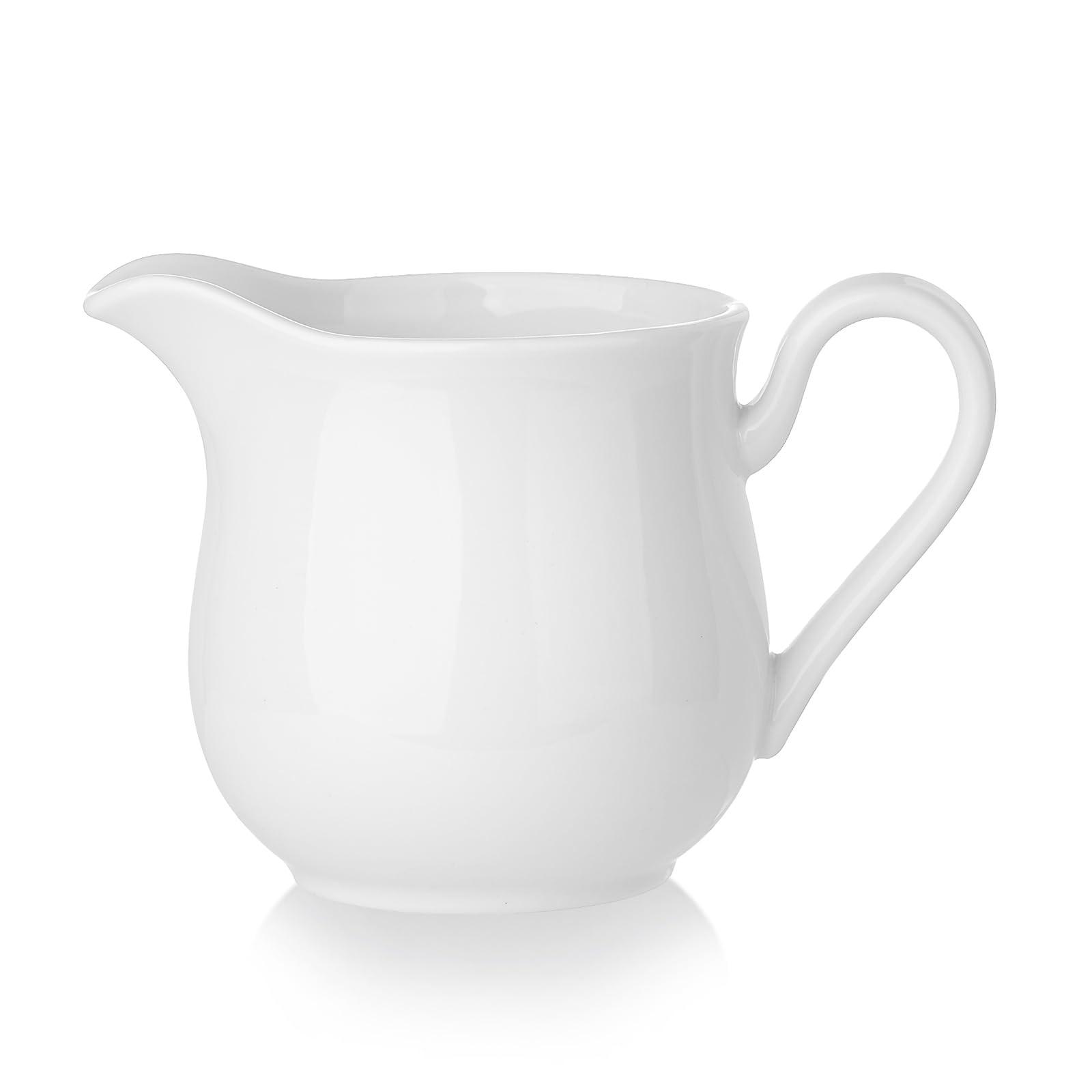 White Ceramic Creamer Pitcher with Handle - 8 oz Coffee & Milk Creamer for Kitchen - Perfect for Serving Coffee, Tea, Hot Chocolate & Sauces