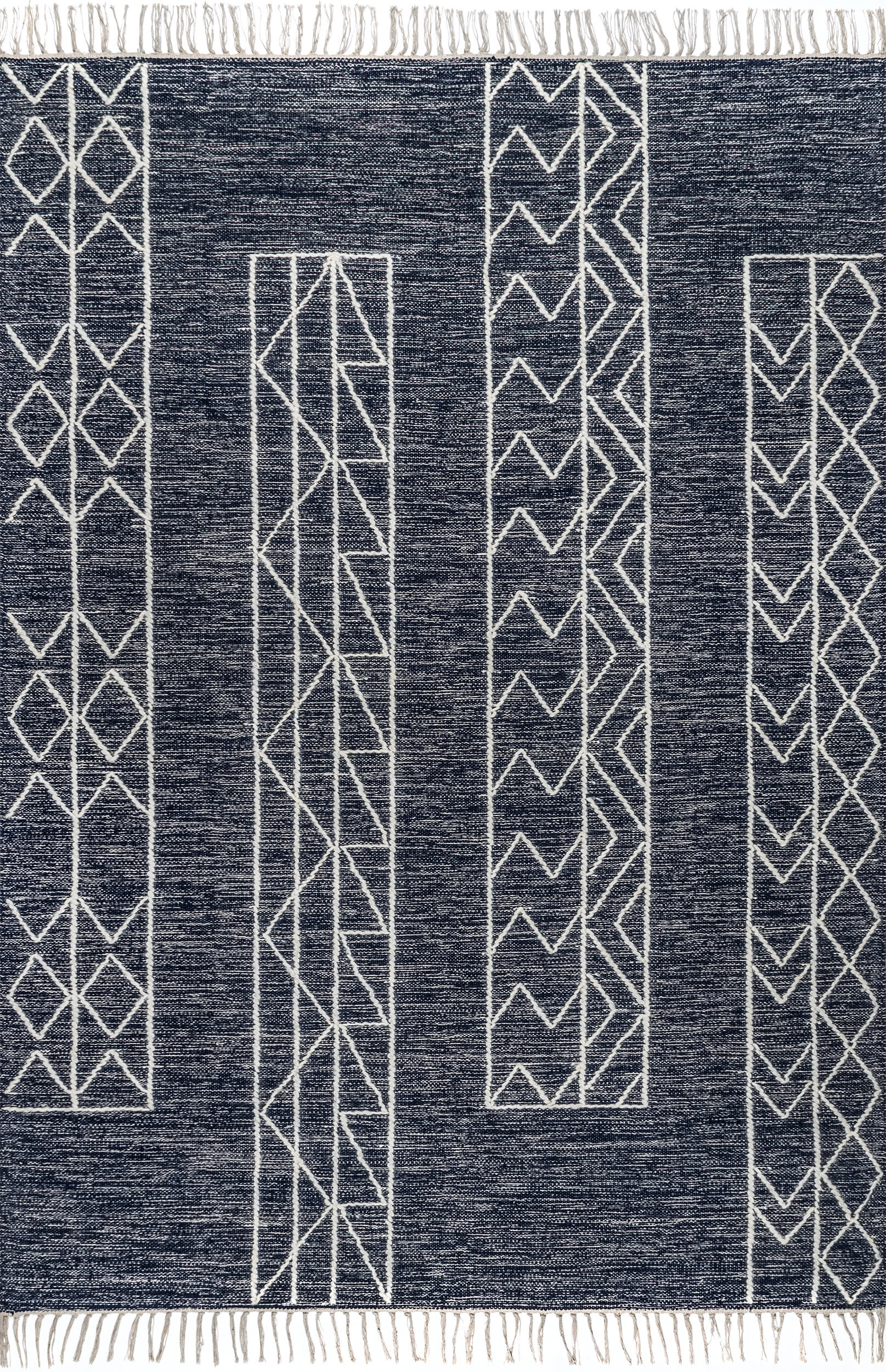 Chrissy Banded Tasseled Area Rug - Soft Bohemian Blue Decorative Carpet for Living Room, Bedroom & Nursery | Home Decor Accent Rug