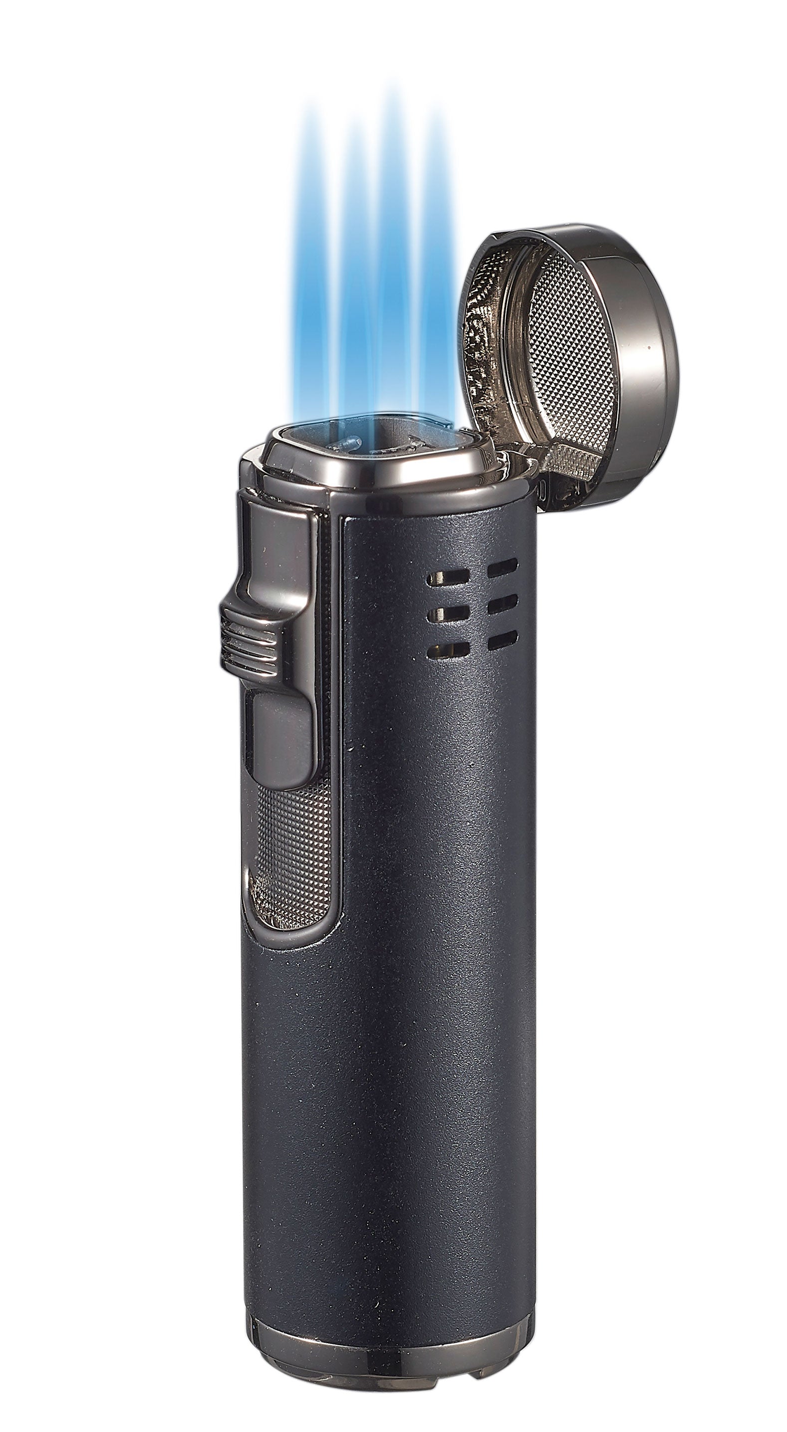 Visol Palisade Quad Flame Cigar Lighter - Windproof Butane Torch Lighter for Cigars, Cigarettes & Outdoor Use (Black) | Perfect for Smoking, Camping & BBQ Accessories