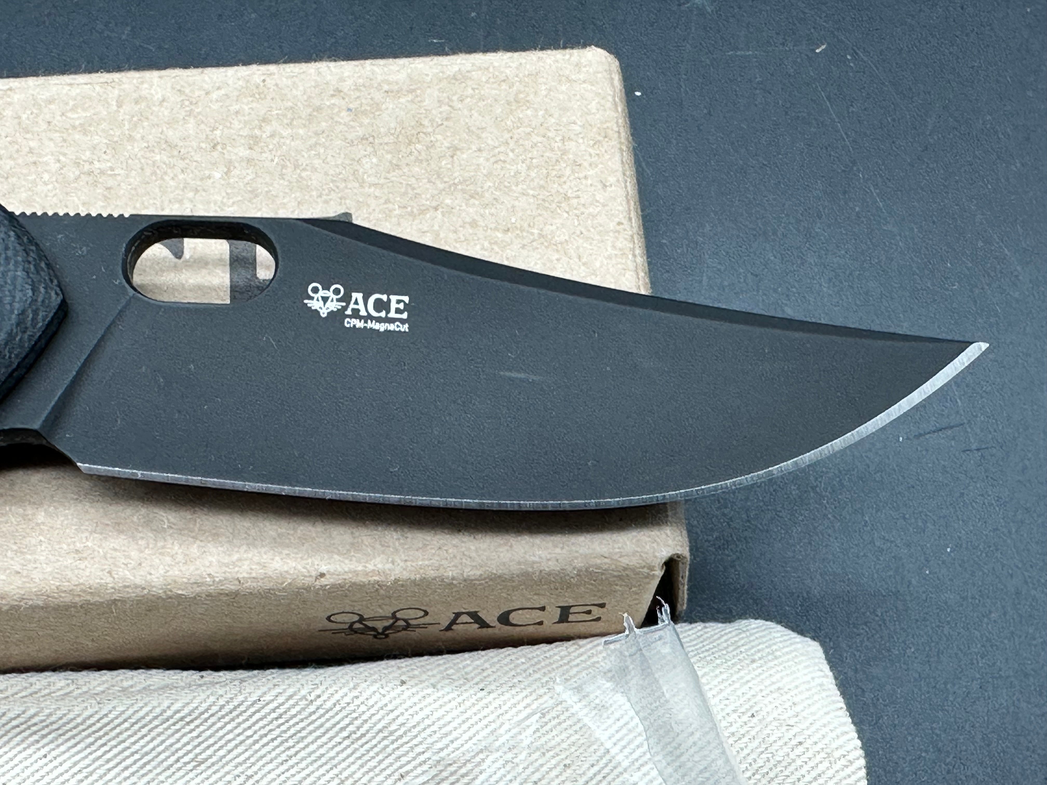 GiantMouse Ace Jutland Folding Knife - Black PVD MagnaCut Blade & Canvas Micarta Handle - EDC Pocket Knife for Outdoor Camping, Hiking, and Everyday Carry