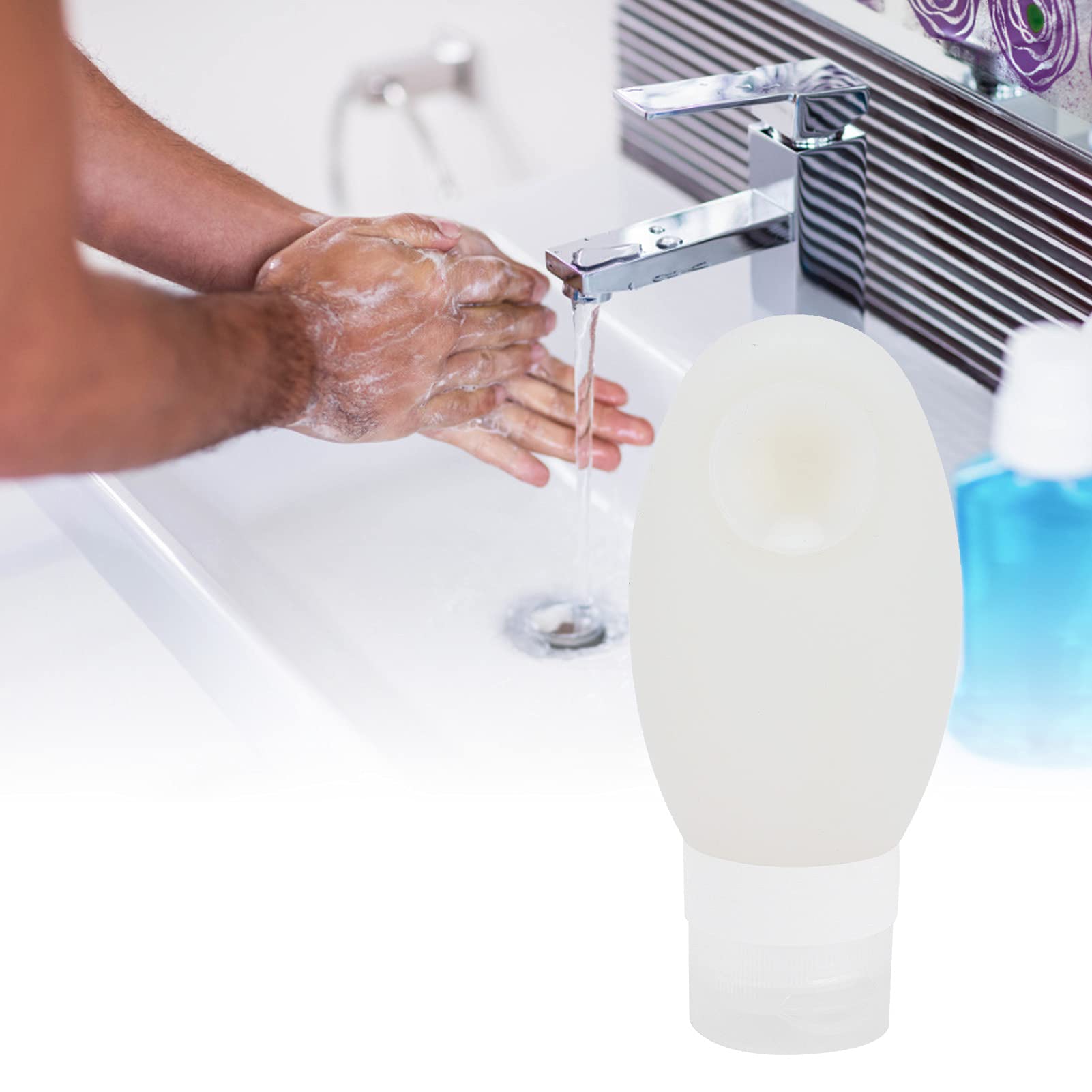 **Travel Size Containers - Food Grade Silicone Leak-Proof Travel Bottles for Shampoo, Conditioner & Cosmetics (White) - Perfect for Toiletries, Airplane Carry-On & Gym Essentials**