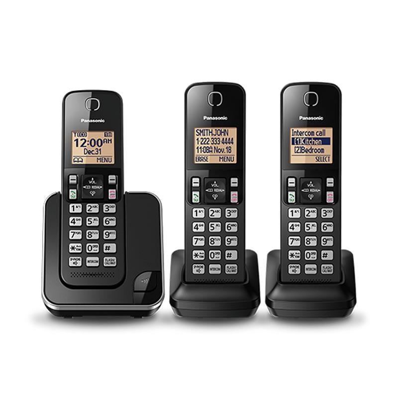Refurbished PANASONIC KX-TGC383C 3-Handset Cordless Phone with Home Essentials Warranty - Perfect for Home & Office Communication