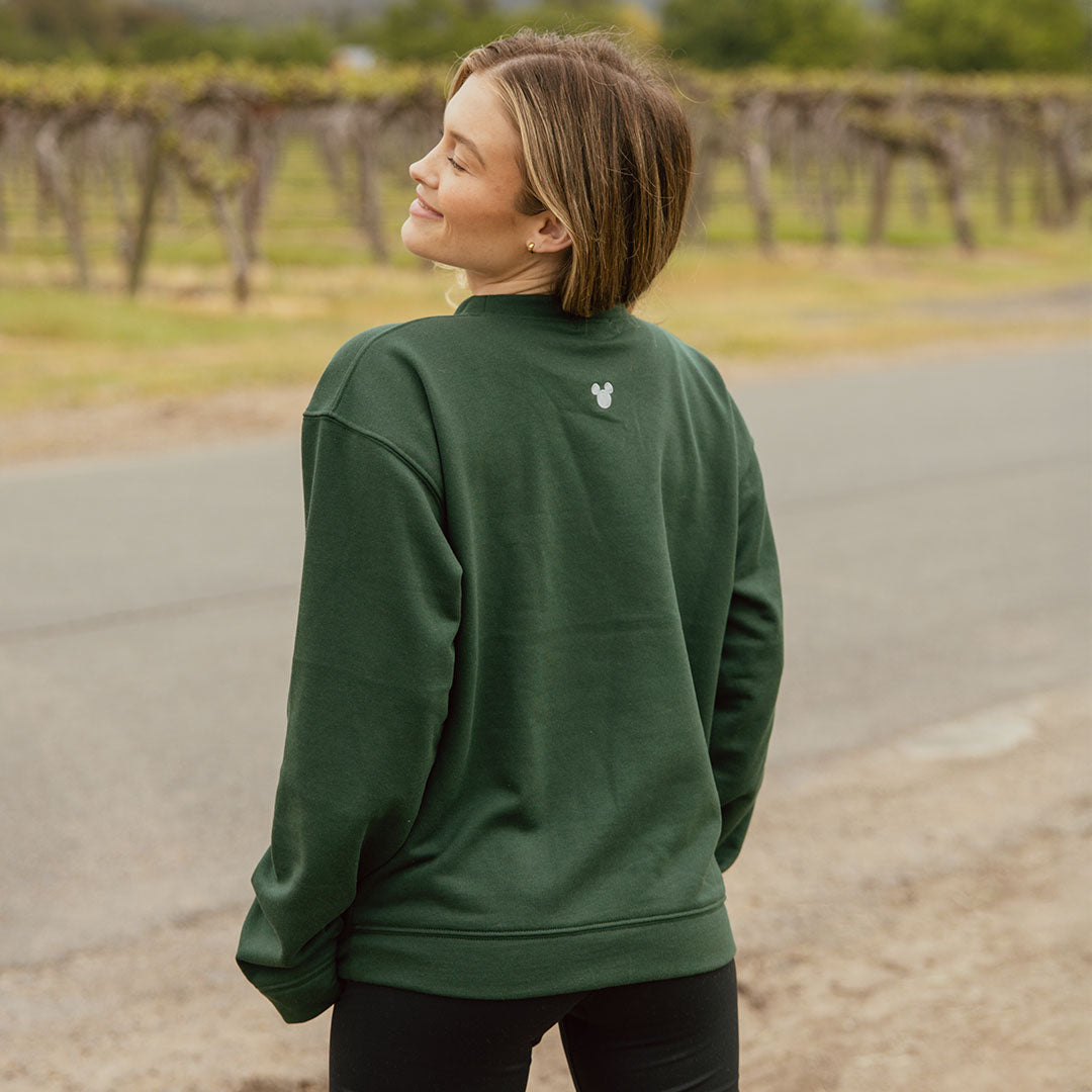 Disney Minnie Mouse Green Crewneck Sweatshirt for Women - Soft Cotton Pullover for Casual Wear, Disneyland Trips & Gift Giving