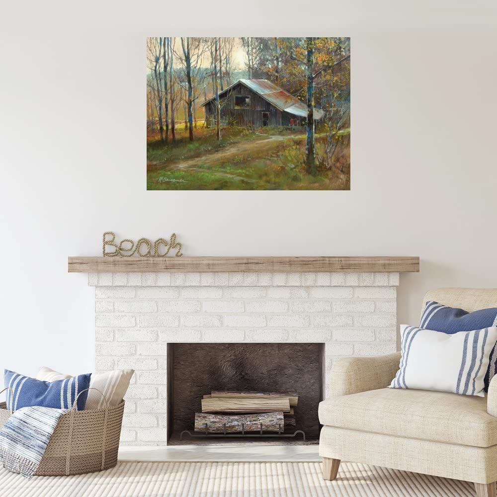 Pinnacle Mountain Barn Fine Art Canvas Wall Decor by Roger Bansemer - 32x24 Inch Ready to Hang Painting for Living Room, Bedroom, Office - Rustic Landscape Artwork Perfect for Farmhouse, Cabin & Mountain Home Decor