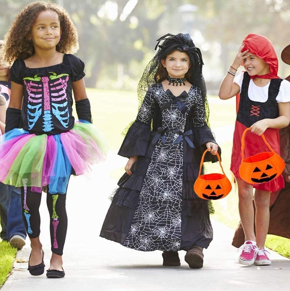 Halloween Pumpkin Trick or Treat Bags for Kids - 2 Pack Reusable Non-Woven Candy Collection Buckets - Perfect for Halloween Parties, Trick or Treating & Holiday Decorations