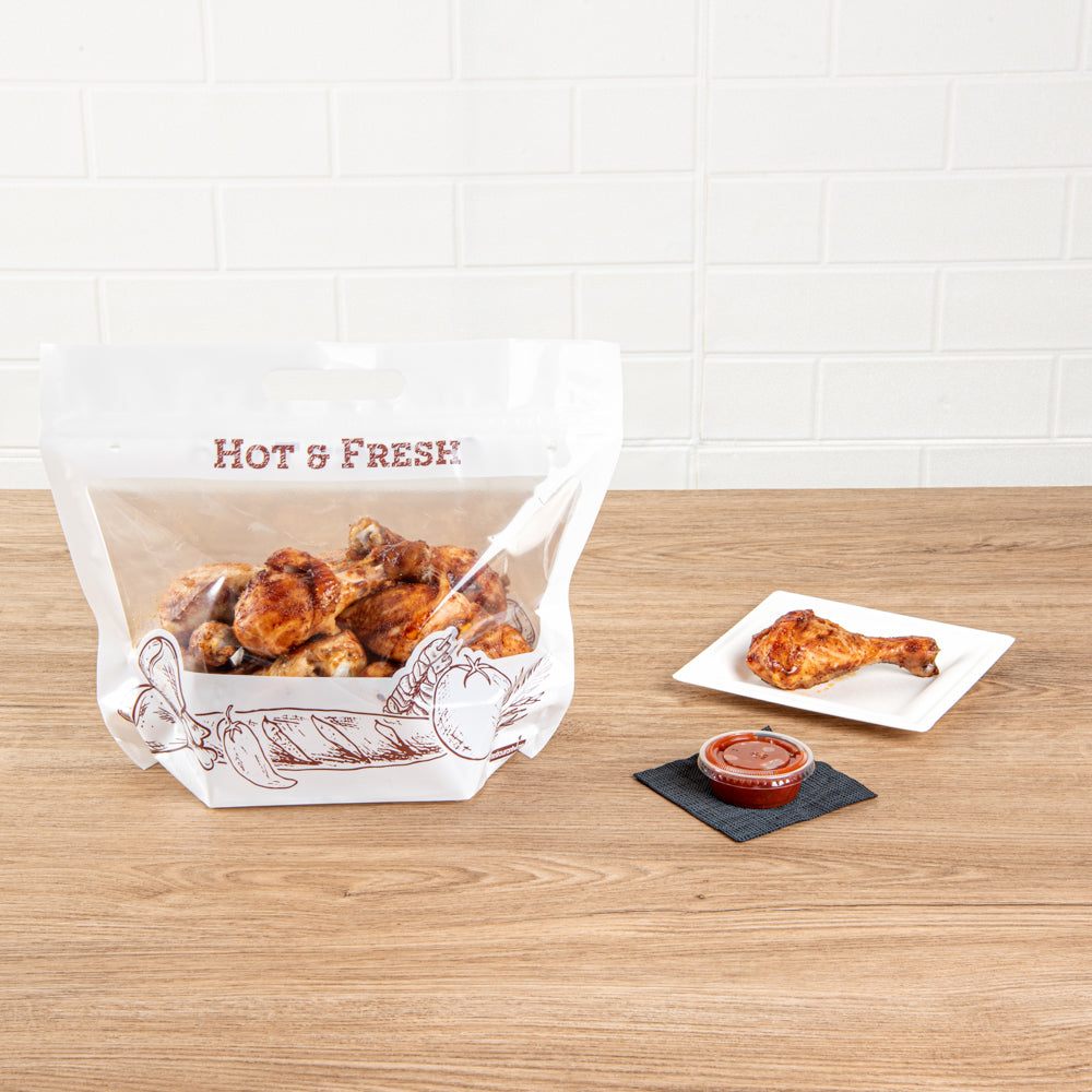 Premium White Plastic Rotisserie Chicken & Hot Food Bags - 12.75