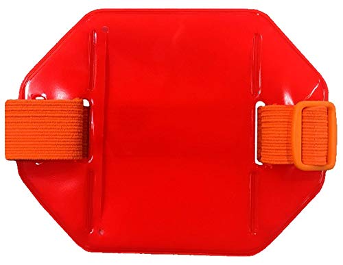 50 Pack Fluorescent Orange Armband Badge Holders with Adjustable Buckle - Fits 2 3/4