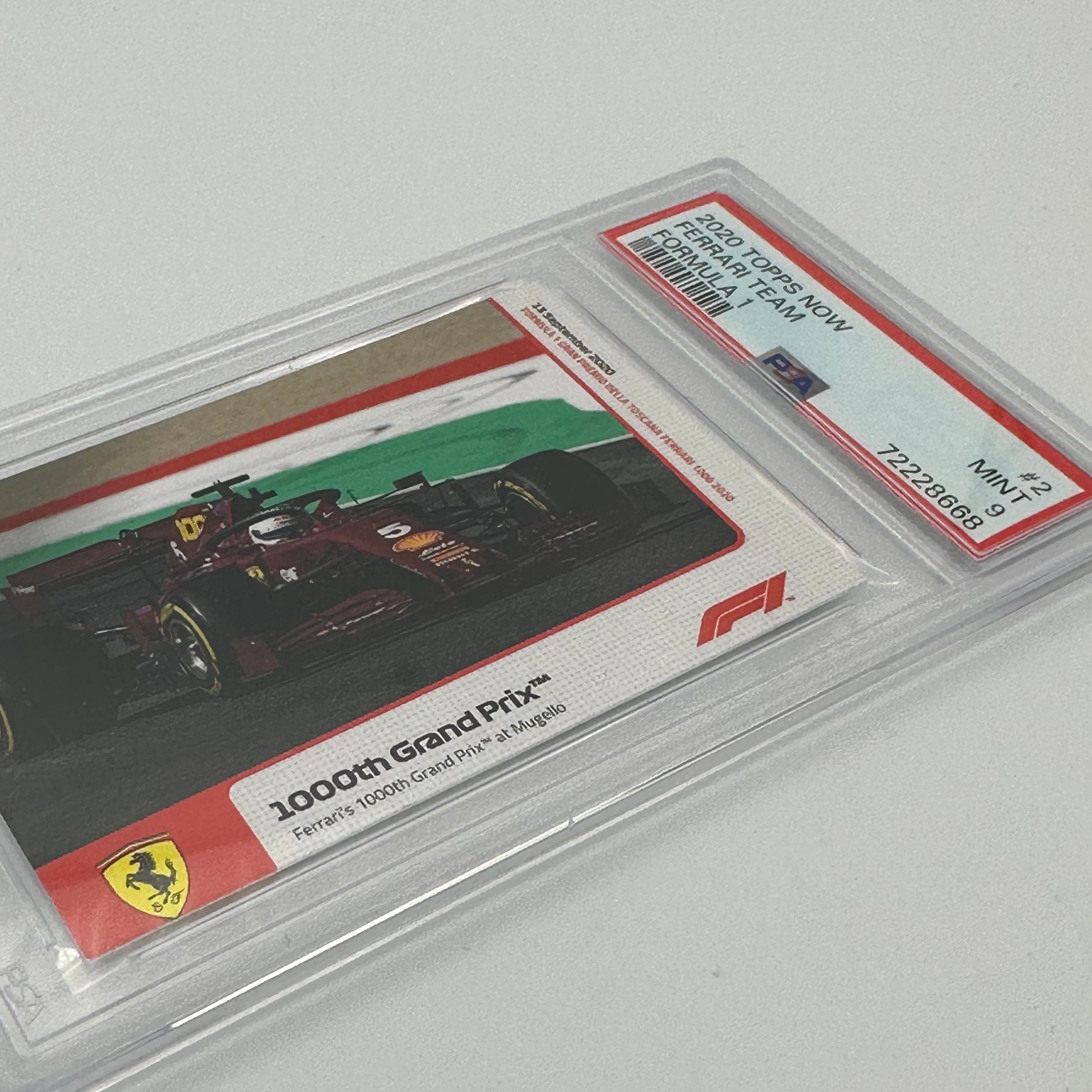 PSA 9 Graded 1000th Grand Prix Ferrari #2 Trading Card - Rare Collectible for Sports Memorabilia & Racing Fans