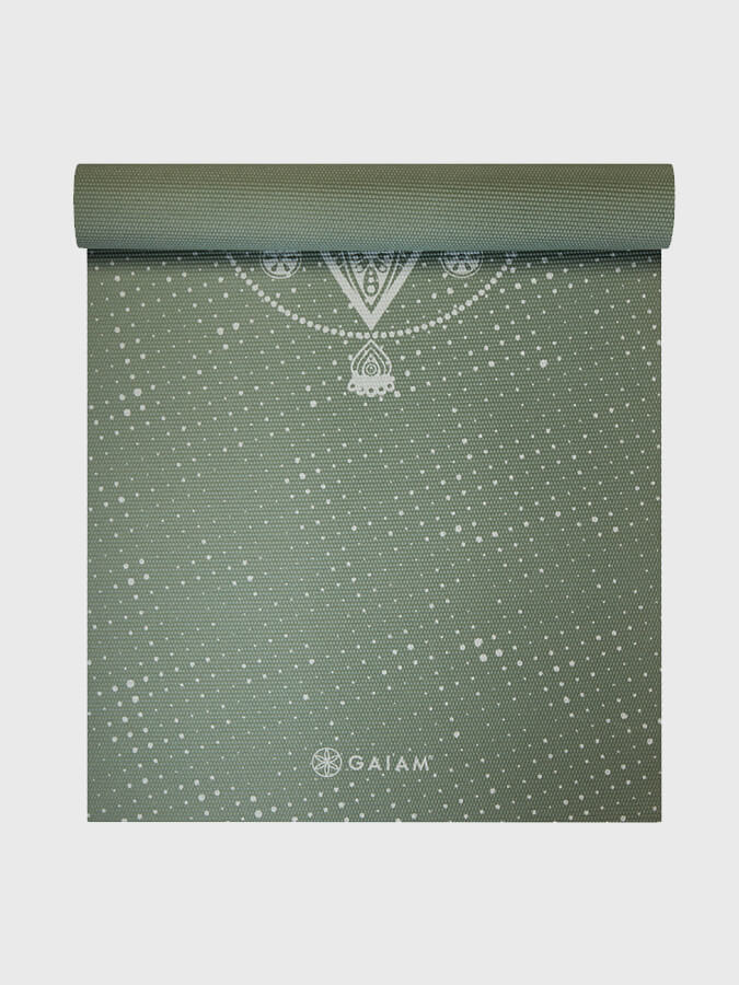 Gaiam Celestial Green Yoga Mat 5mm Non-Slip Eco-Friendly Exercise Mat for Yoga, Pilates & Home Workouts - Perfect for Studio, Gym & Indoor Fitness