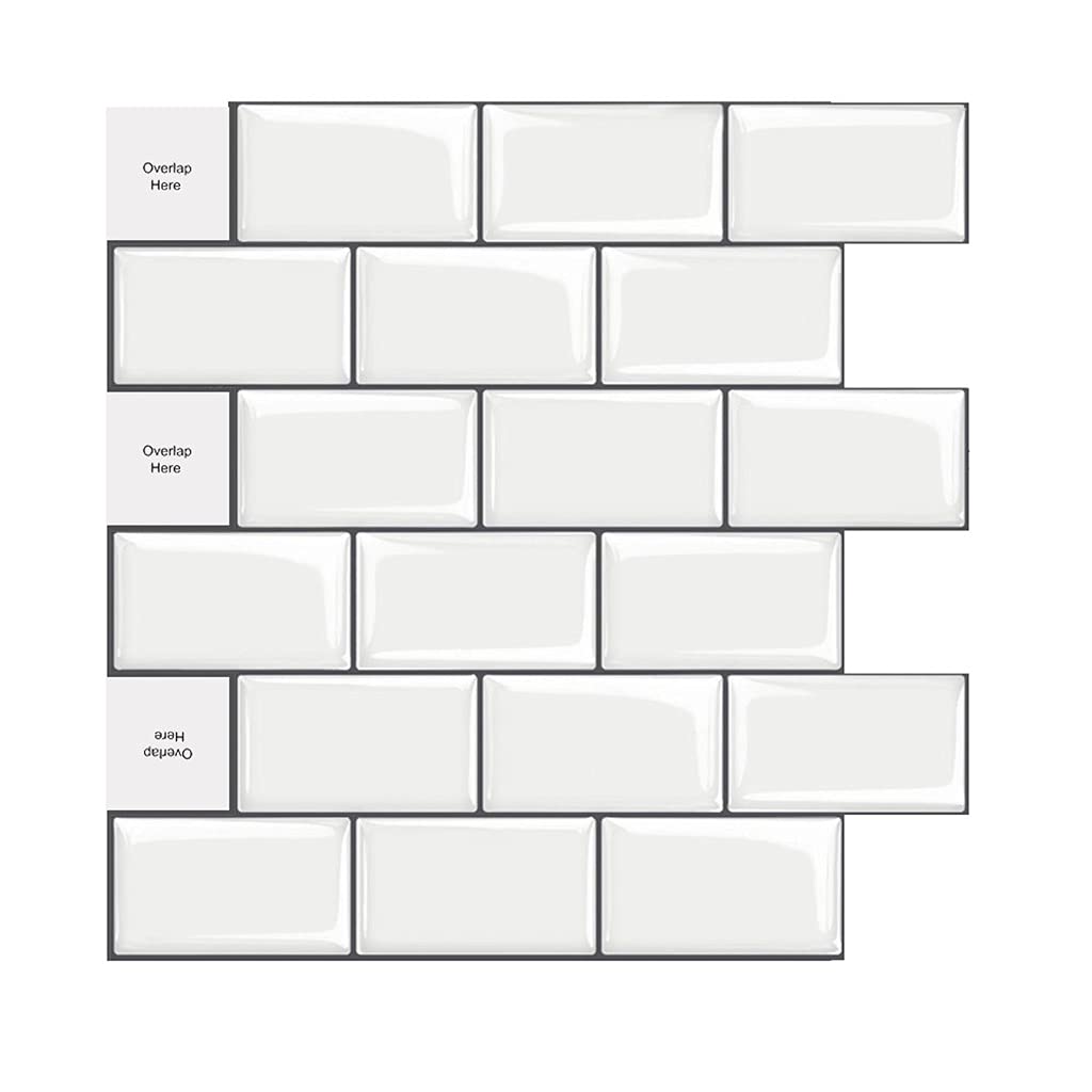 3D Waterproof & Oil-Proof PVC Wallpaper Stickers - White Self-Adhesive Contact Paper for Kitchen (12
