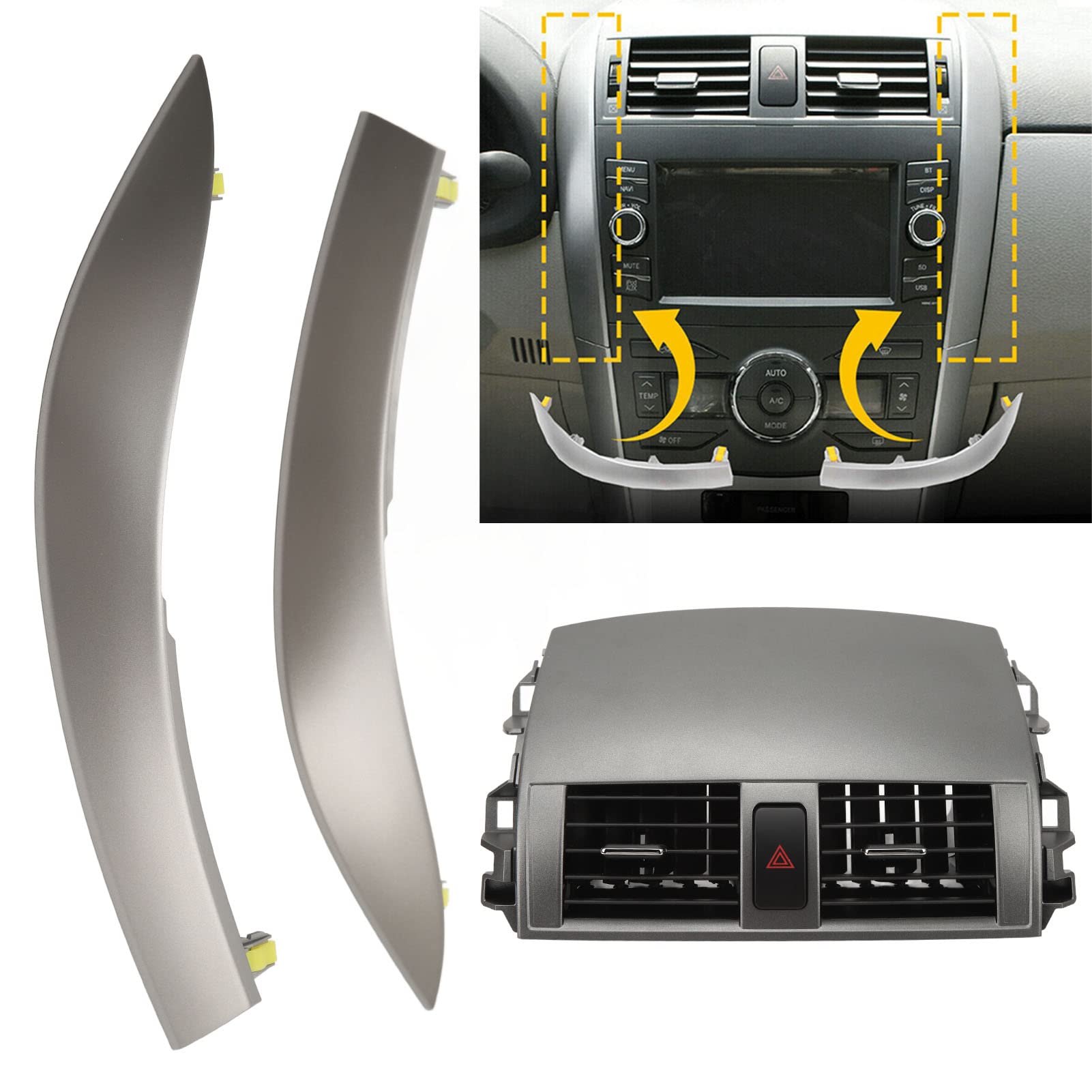 Dashboard Air Vent Assembly - Center Dash AC Air Outlet Panel & Air Conditioning Vents Trim Compatible with 2009-2013 Toyota Models (OEM 55670-02160) - Perfect for Car AC System Repair & Interior Upgrade