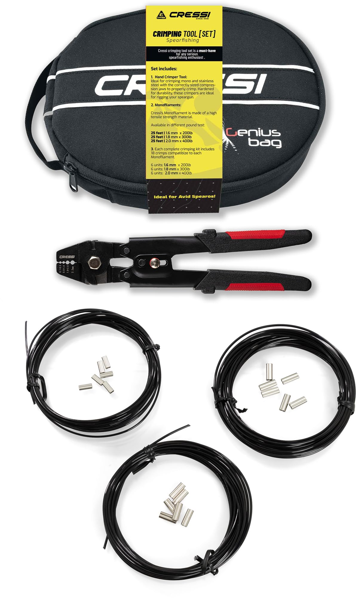 CRESSI Professional Crimping Tool Set for Jewelry Making, Wire Rope, and Cable - Perfect for DIY Crafts, Marine Applications, and Electrical Projects