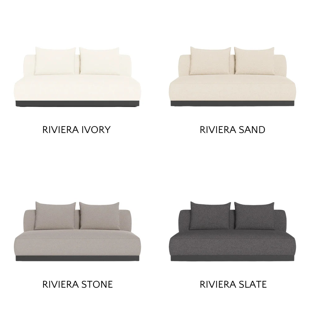 Amalfi 2-Seat Armless Outdoor Sectional Sofa - Waterproof Patio Furniture for Backyard, Poolside & Garden Relaxation