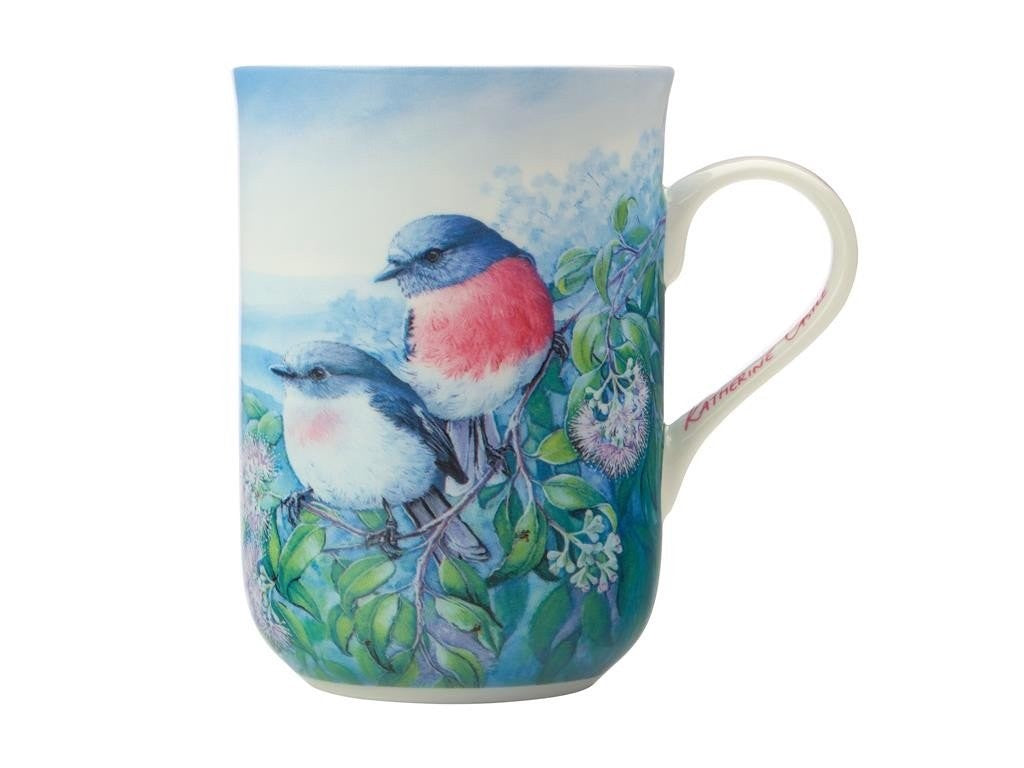 Maxwell & Williams Birds of Australia 10th Anniversary Mug 300ml - Rose Robin Design Ceramic Coffee Cup with Gift Box | Perfect for Tea, Coffee Lovers & Collectible Gift