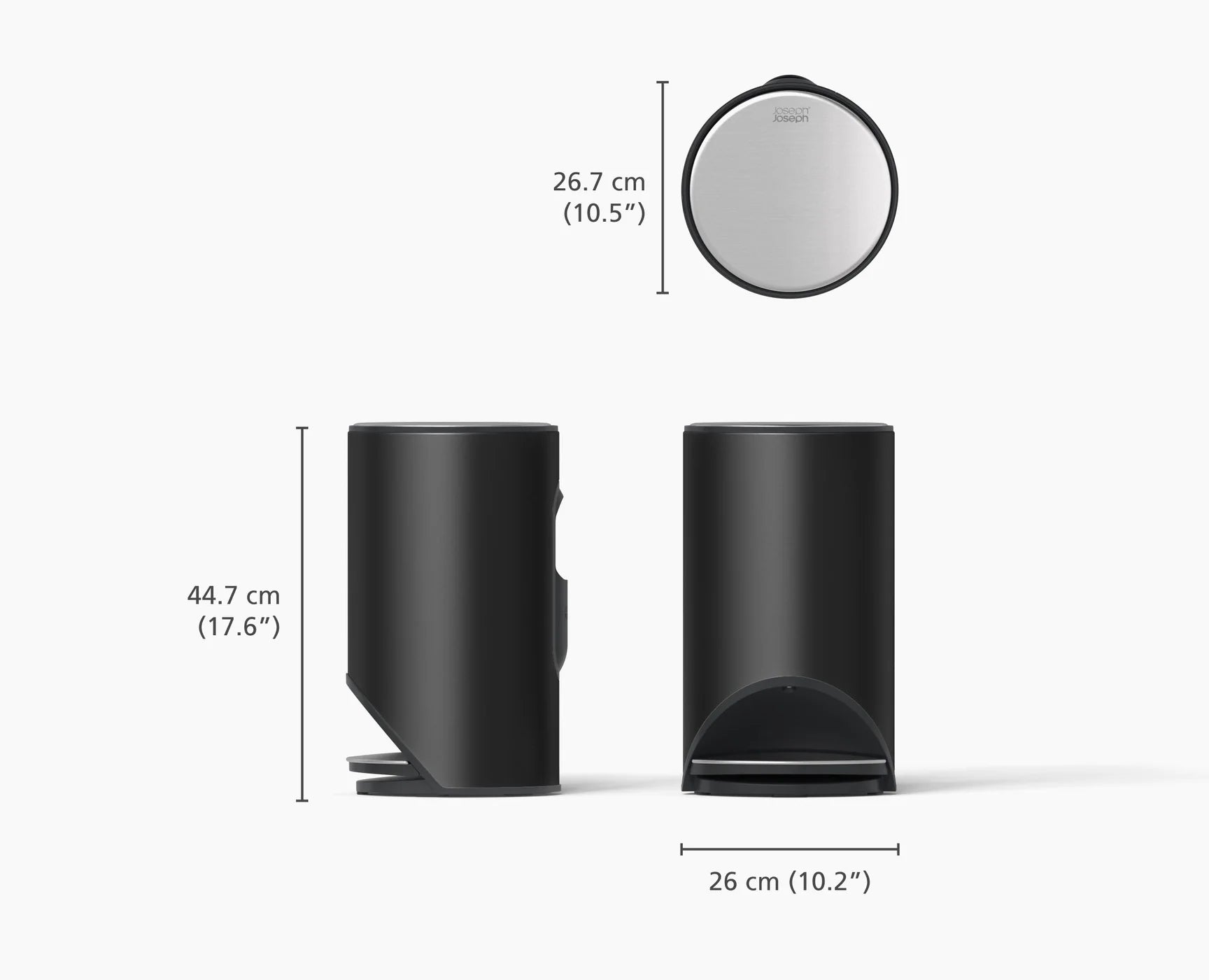Arc™ 10L Easy Push Matt Black Pedal Bin - Hands-Free Trash Can for Kitchen, Bathroom & Office Waste Disposal
