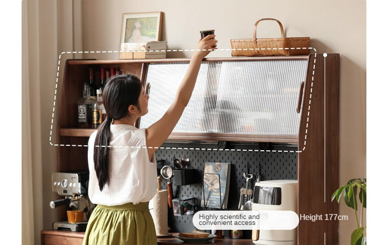 Solid Black Walnut Wood Sideboard Buffet Cabinet - Elegant Dining Room Storage for China, Linens & Entertaining Essentials