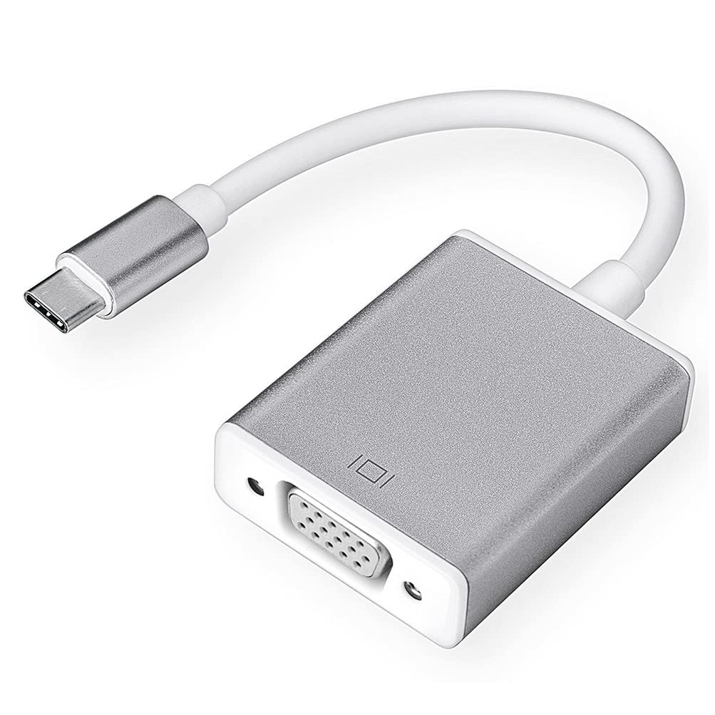 USB-C to VGA Adapter, Thunderbolt 3 Compatible USB 3.1 Type C to VGA Converter for MacBook Pro/Air, Dell XPS 13/15, Surface Book 2 - Gray | Perfect for Presentations, Home Office & Multi-Monitor Setup