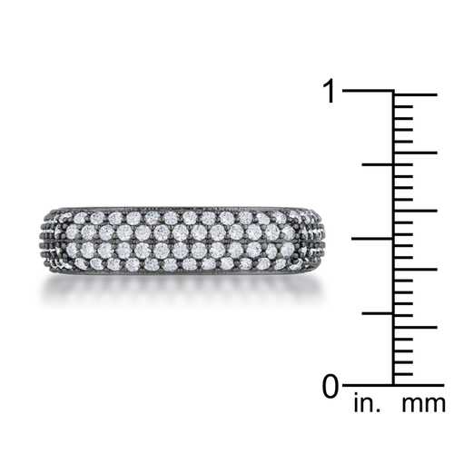 1.29ct CZ Hematite Contemporary Square Band Ring for Women - Sterling Silver Fashion Jewelry - Perfect for Weddings, Parties & Everyday Wear