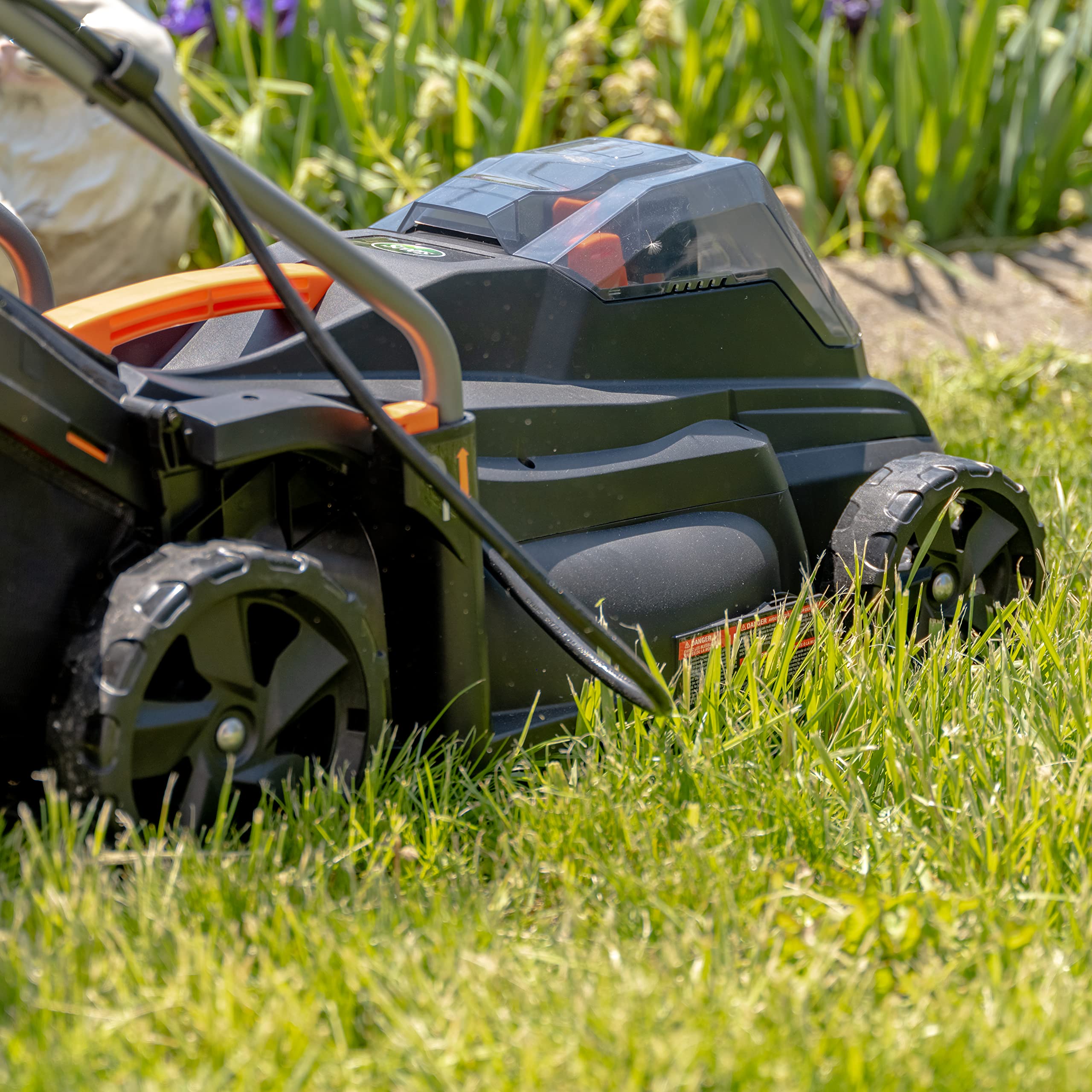Scotts 20V 16-Inch Cordless Lawn Mower with 5.0Ah Battery & Fast Charger - Lightweight Electric Push Mower for Small to Medium Yards (Black/Orange) | Perfect for Residential Lawns, Backyards & Landscaping
