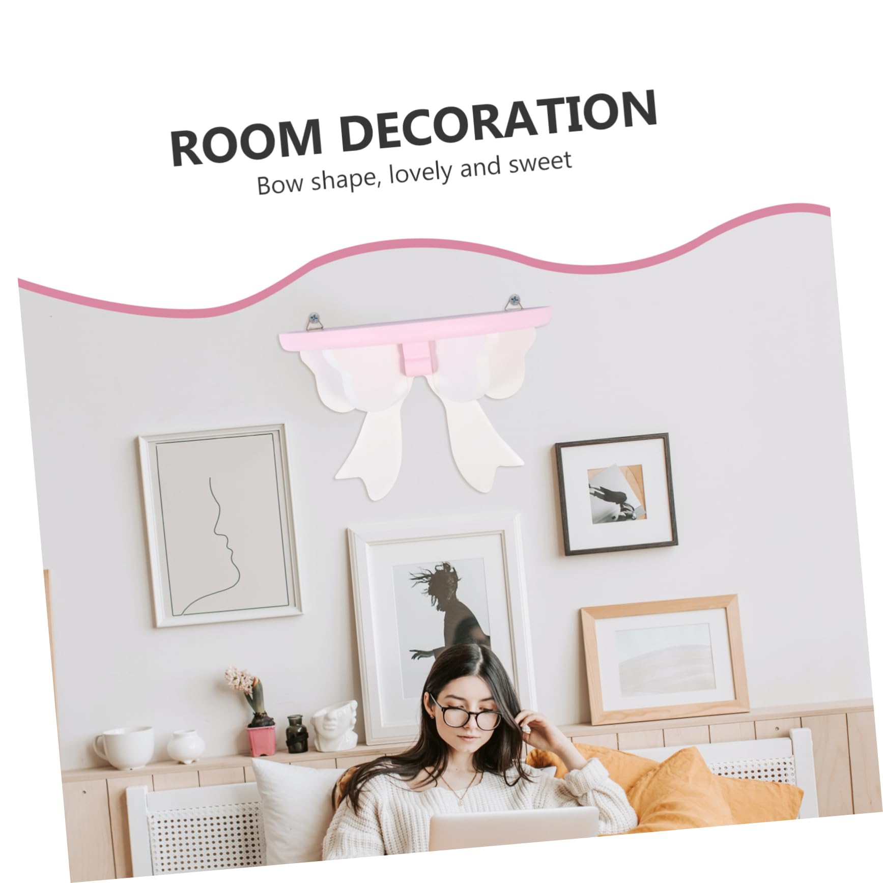 1pc Bow Tie Hanging Shelf - Wall Mounted Storage Rack for Home Organization, Room Decor & Space Saving - Perfect for Bedroom, Bathroom, Kitchen & Living Room Storage Solutions