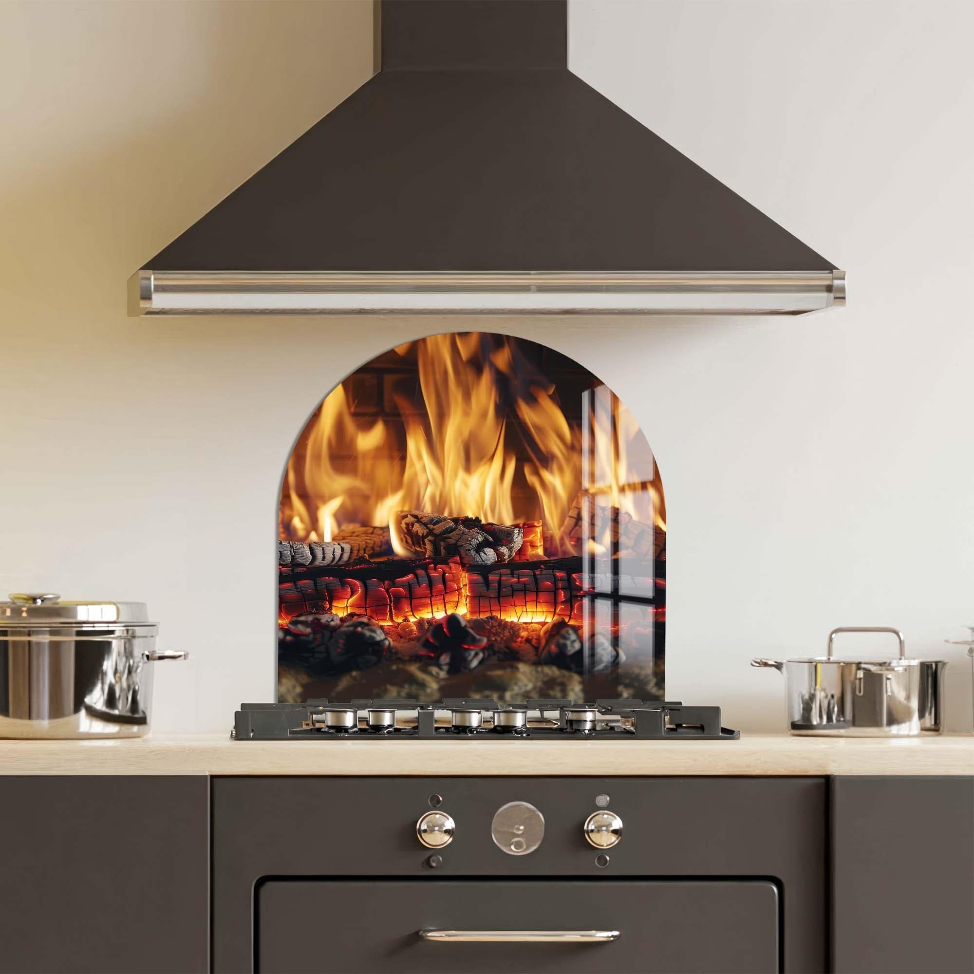 Flame Dance Glass Splashback - Heat-Resistant Kitchen Backsplash Panel - Perfect for Modern Kitchens & Stovetop Protection