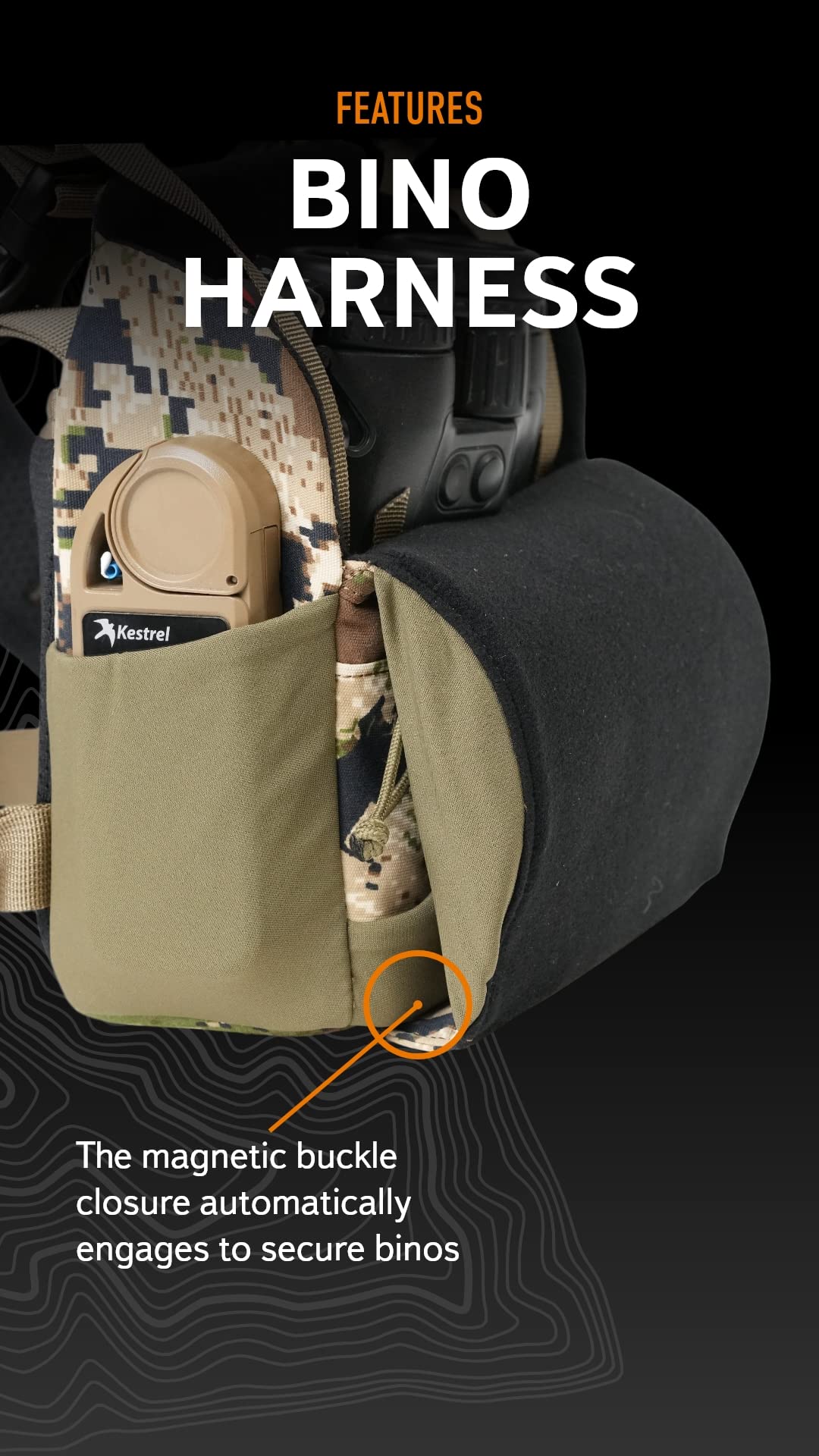 Mystery Ranch Bino Harness 10x - Binocular Chest Carrier for Hunting & Hiking - Durable Outdoor Gear for Bird Watching & Wildlife Observation