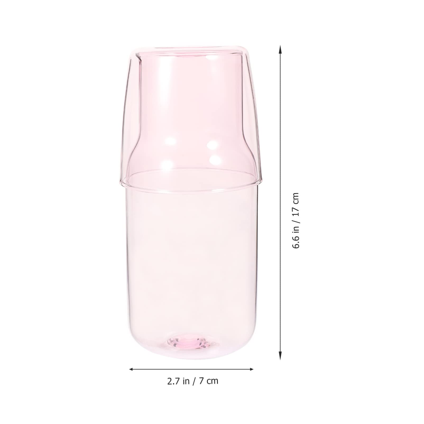 DOITOOL Pink Nightstand Water Set - 520ml Glass Pitcher with Tumbler for Bedside, Perfect for Water, Iced Tea, Lemonade & Juice - Ideal for Bedroom, Office, or Gift