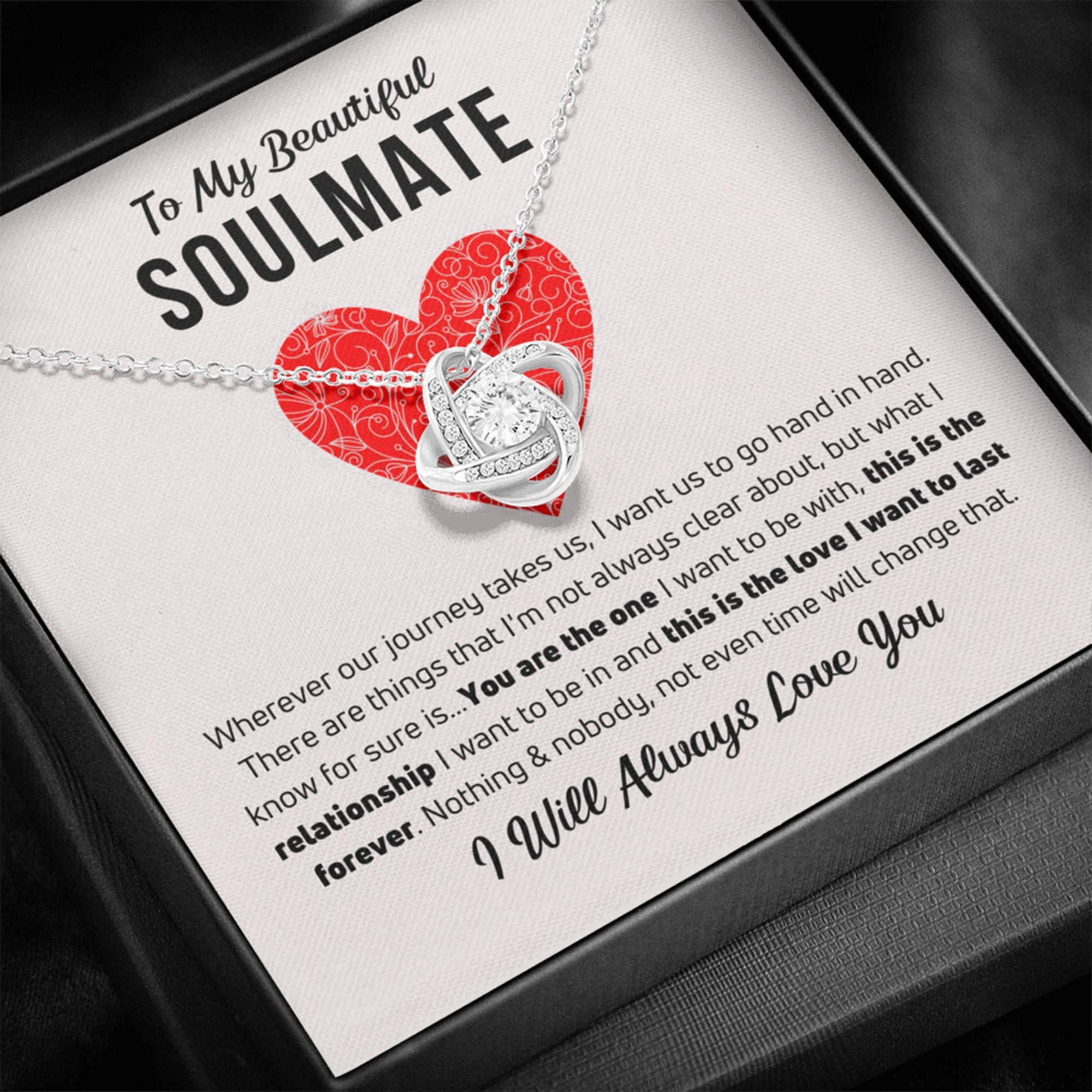 Handmade Love Knot Necklace - Soulmate Jewelry Gift with Card & Box for Anniversary & Romantic Occasions