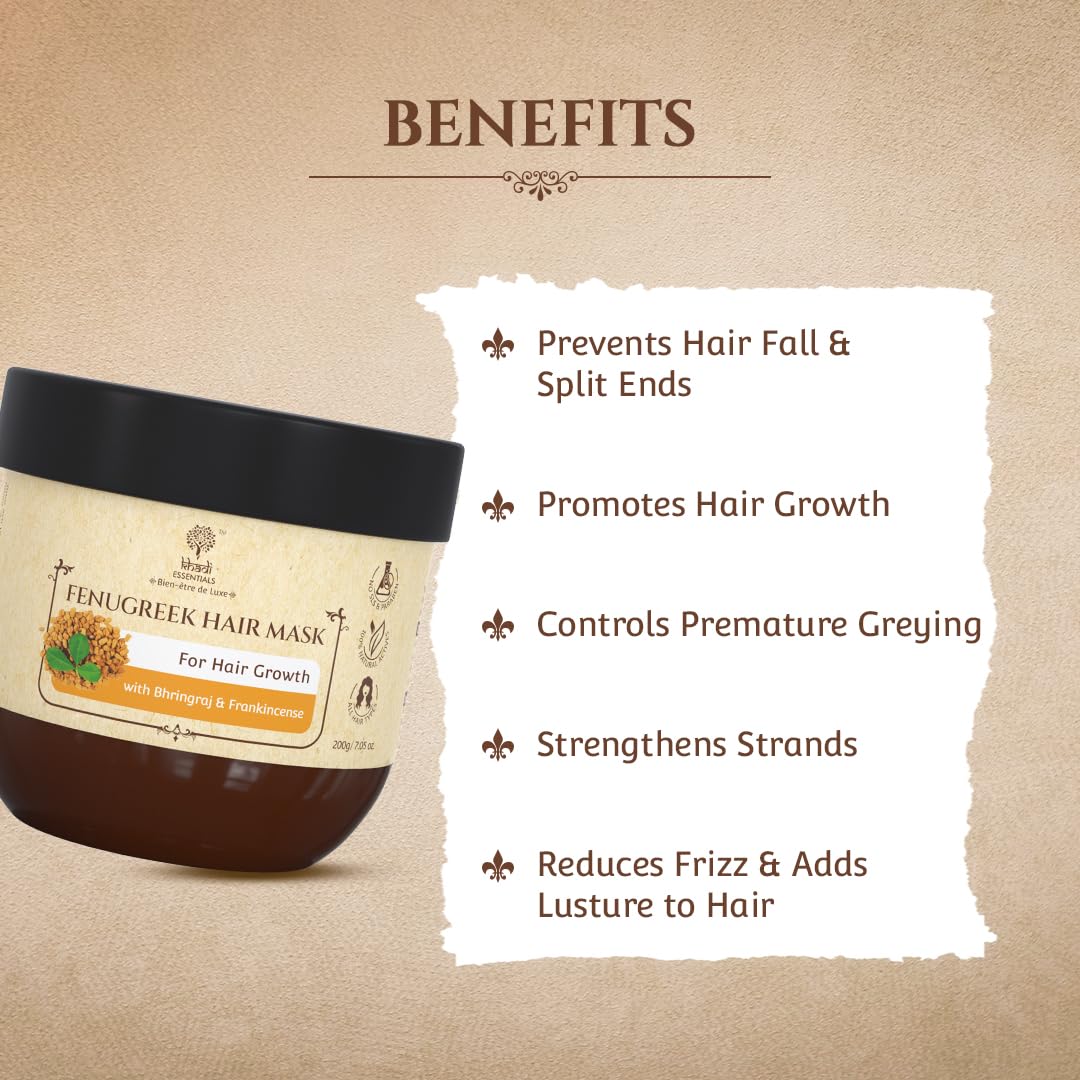 Khadi Essentials Amla Hair Mask for Dry, Frizzy Hair - Sulfate & Paraben Free, Promotes Hair Growth & Reduces Hair Fall with Methi & Natural Ingredients (100g) - Deep Conditioning Treatment for Smooth, Healthy Hair at Home