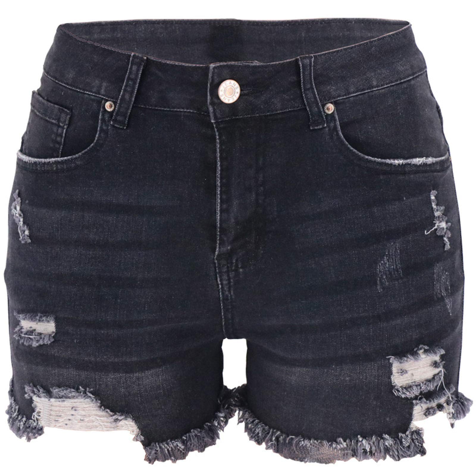 Women's High Waist Distressed Denim Shorts - Skinny Raw Hem Jean Shorts for Summer | Casual Outfit, Beach Wear & Street Style