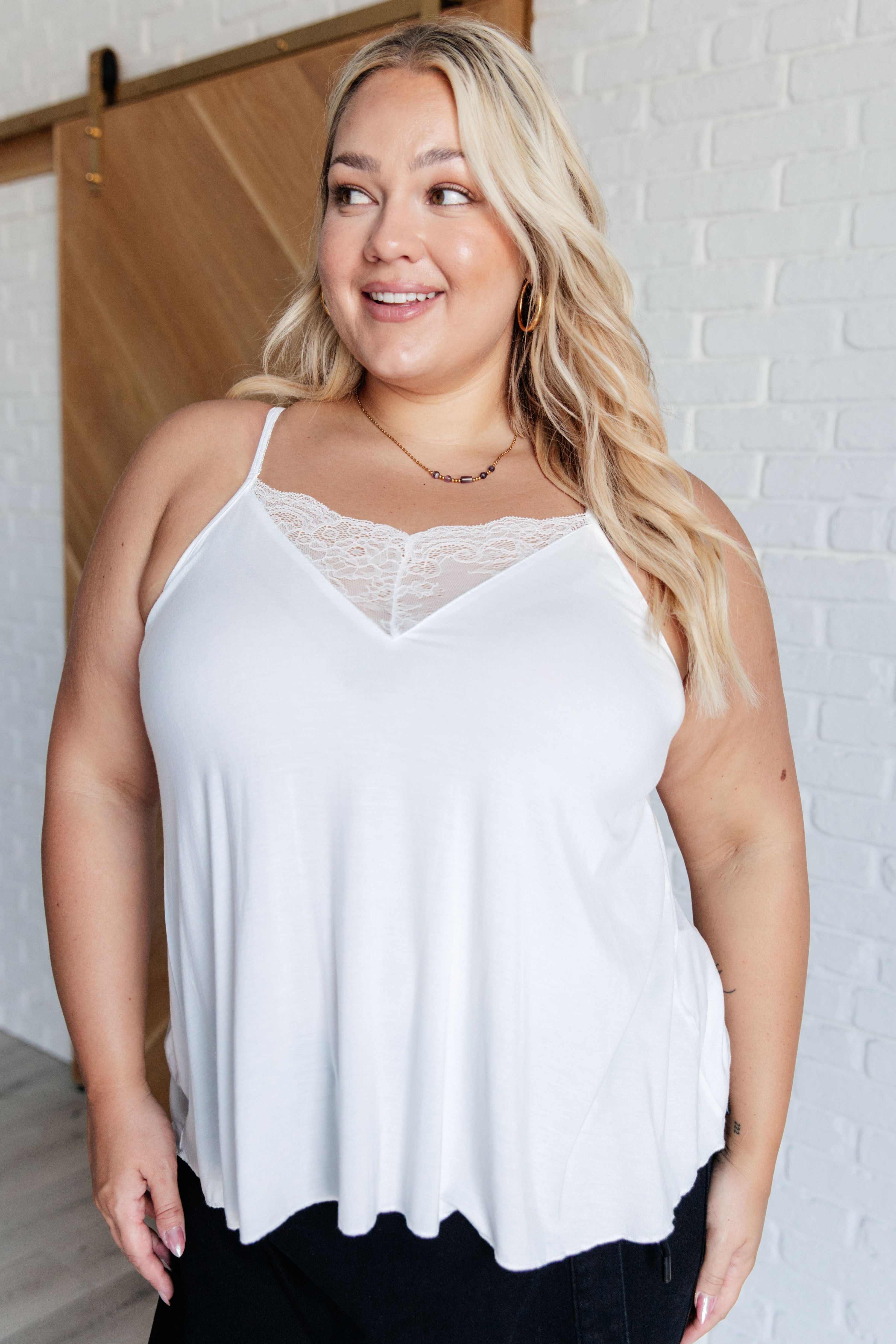 Elegant Ivory Lace Detail Cami Top for Women | Romantic Date Night & Special Occasion Outfit