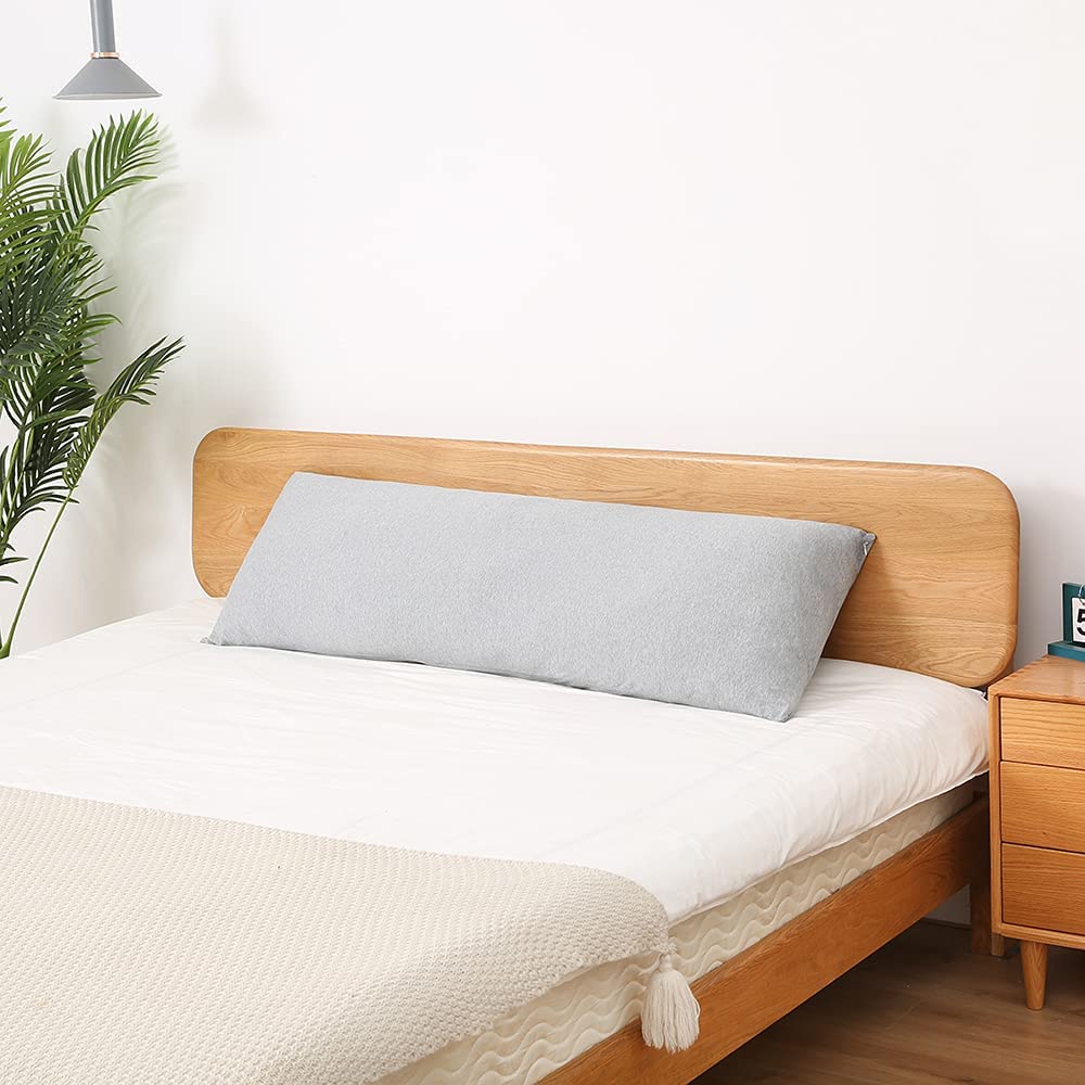 Premium Soft Jersey Cotton Body Pillow Cover 20x54 Inches - Cooling Zippered Pillowcase for Adults (Light Grey) | Perfect for Side Sleepers, Pregnancy Support & Anime Enthusiasts