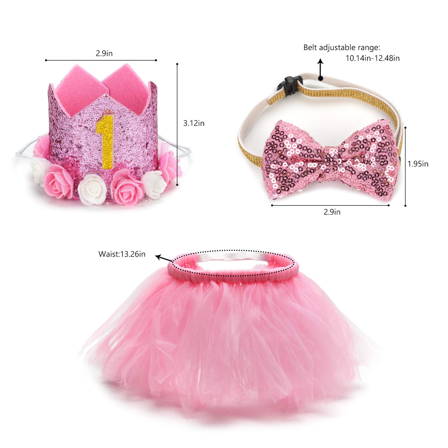 Legendog Dog Tutu Skirt & Birthday Outfit Set - Pink Pet Tutu Dress with Bowtie & Party Hat for Small Dogs - Perfect for Birthday Parties, Photo Shoots & Special Occasions
