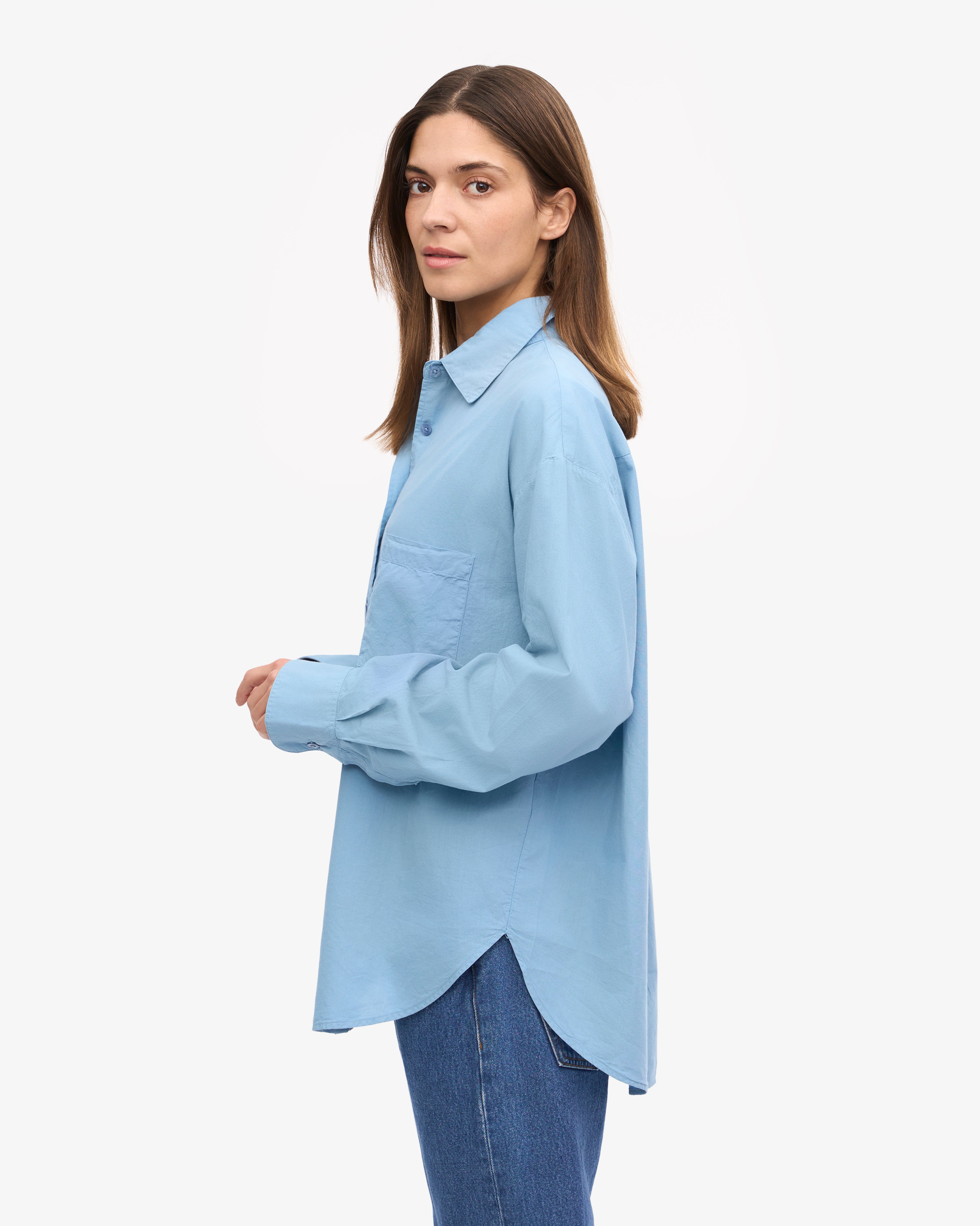 Organic Oversized Shirt for Women - Soft Linen Blend in Seaside Blue - Perfect for Beach Outings, Casual Wear & Summer Fashion