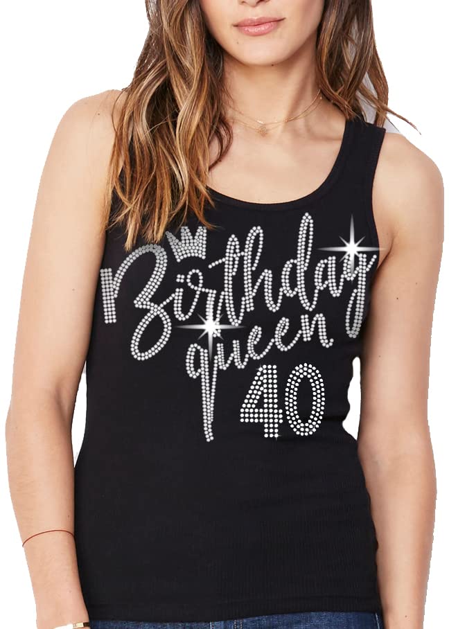 Sparkling 40th Birthday Shirts for Women - Rhinestone Birthday Tank Tops - Funny 40th Birthday Gift Ideas - Perfect for Parties, Girls Night Out & Birthday Celebrations