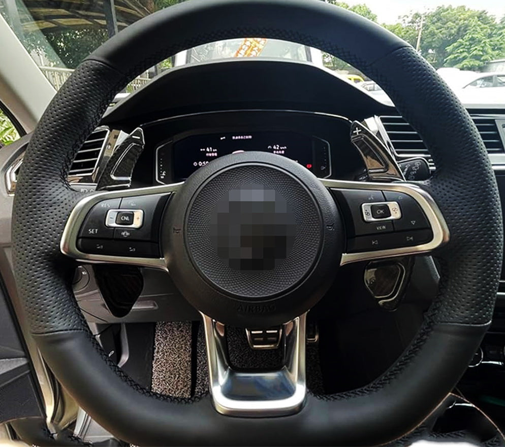 Gloss Black Steering Wheel with Large Paddle Shifters for VW MK7 Golf GTI Jetta - Premium Racing Style Upgrade for Enhanced Driving Experience