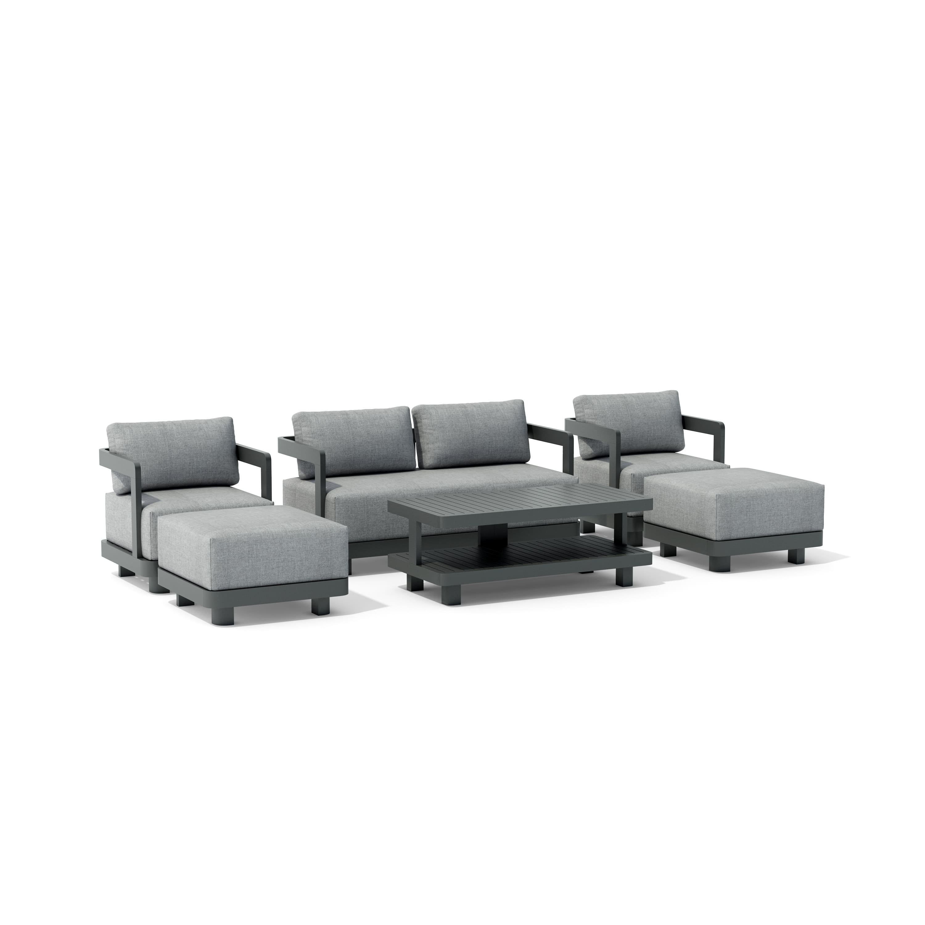 6-Piece Granada Deep Seating Patio Set - Outdoor Wicker Furniture with Cushions for Backyard, Poolside & Garden Relaxation