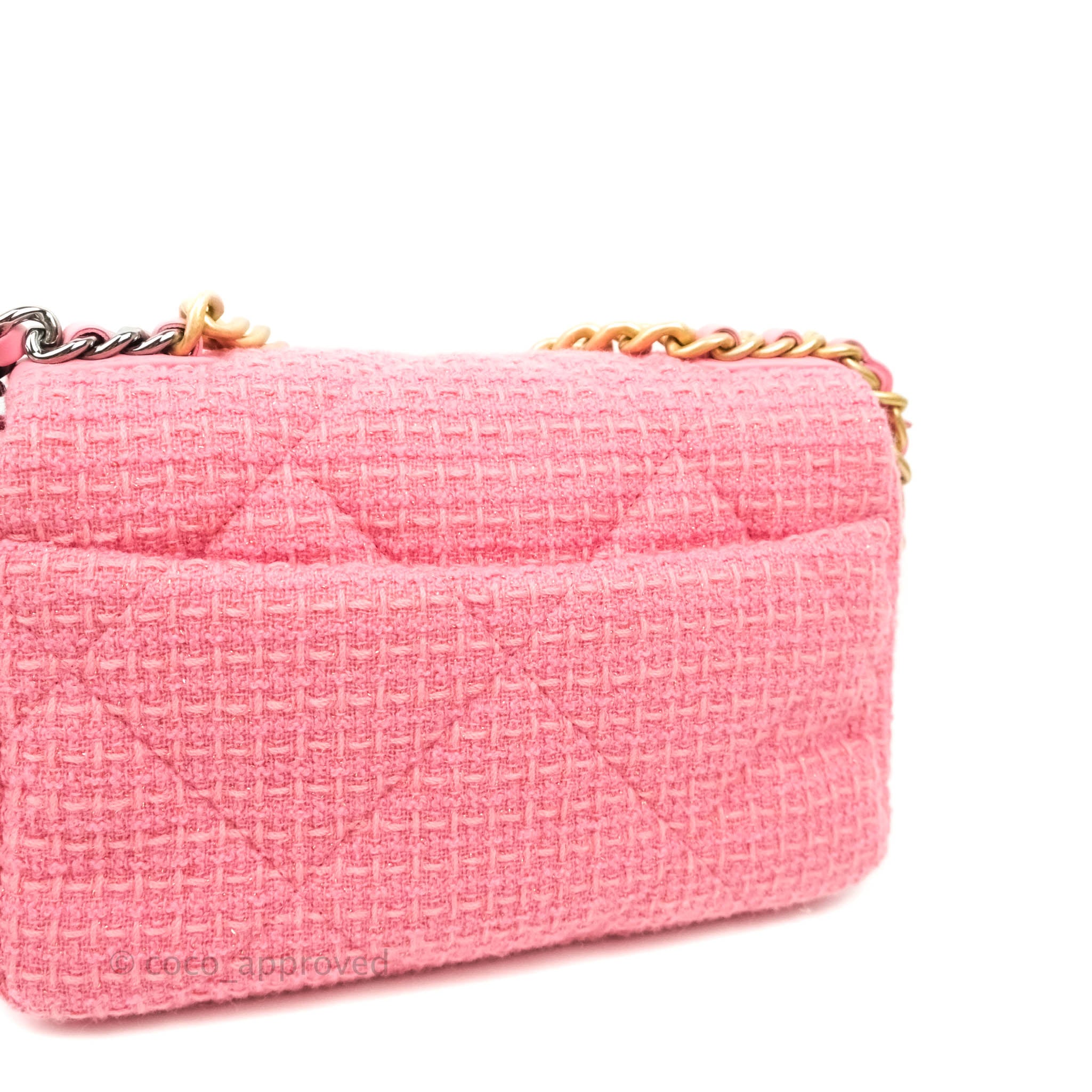 Chanel 19 Small Tweed Handbag in Pink with Mixed Hardware - Luxury Crossbody Bag for Women, Perfect for Date Night & Special Occasions