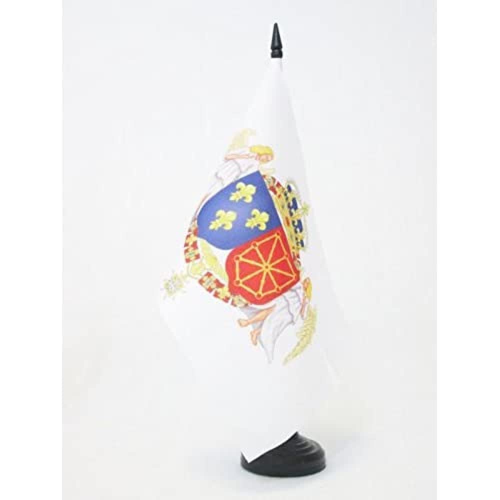 Royal Coat of Arms Henry IV Table Flag 5'' x 8'' (21 x 14 cm) - Black Plastic Stick & Base - AZ FLAG - Perfect for Office Desk, Historical Displays & Medieval Decor