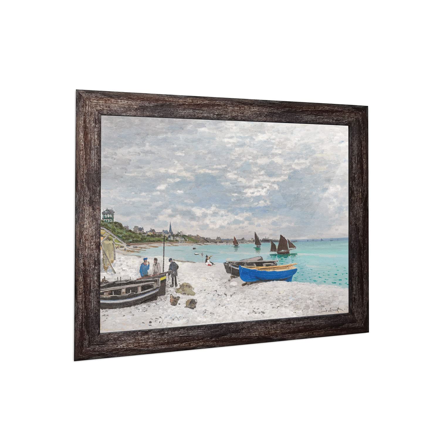 Claude Monet Framed Wall Art Print - Beach at Sainte-Adresse Coastal Home Décor, 11x14 Inches, Perfect for Living Room, Bedroom or Office Wall Decoration