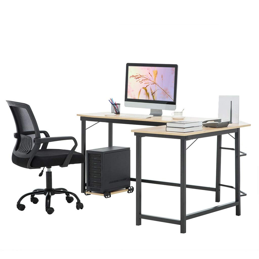 Modern L-Shaped Corner Desk for Home Office - Sturdy Wood & Metal Computer Workstation with Large Surface for PC, Laptop, Study - Perfect for Small Spaces, Gaming Setup & Remote Work (Fast US Shipping)