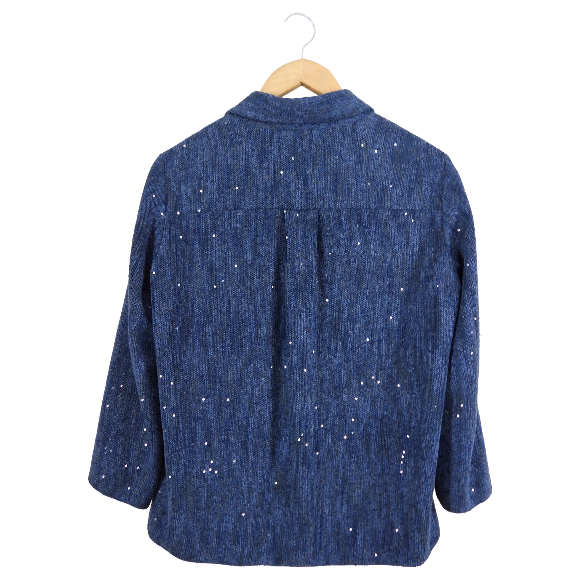 Brunello Cucinelli Navy Sequin Blazer Jacket for Women - Elegant Embellished Formal Blazer - Perfect for Evening Parties, Weddings & Special Occasions