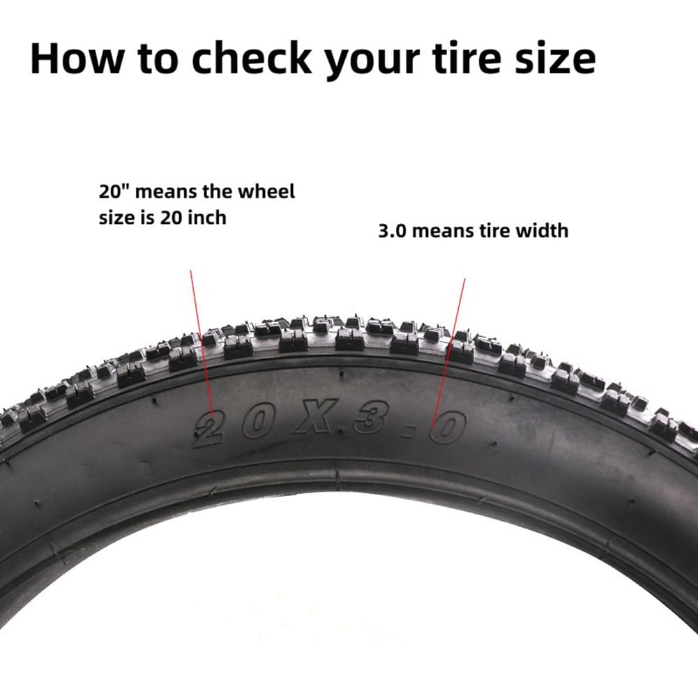 Gaderth 20 x 3.0 Fat Bike Tires - Puncture Proof, Non-Slip Wide Mountain & Snow Bicycle Tires for Beach, Trail Riding & Electric Bikes - Replacement Set for Fat Tire Bicycles (Perfect for Off-Road Adventures, Winter Cycling & Commuting)