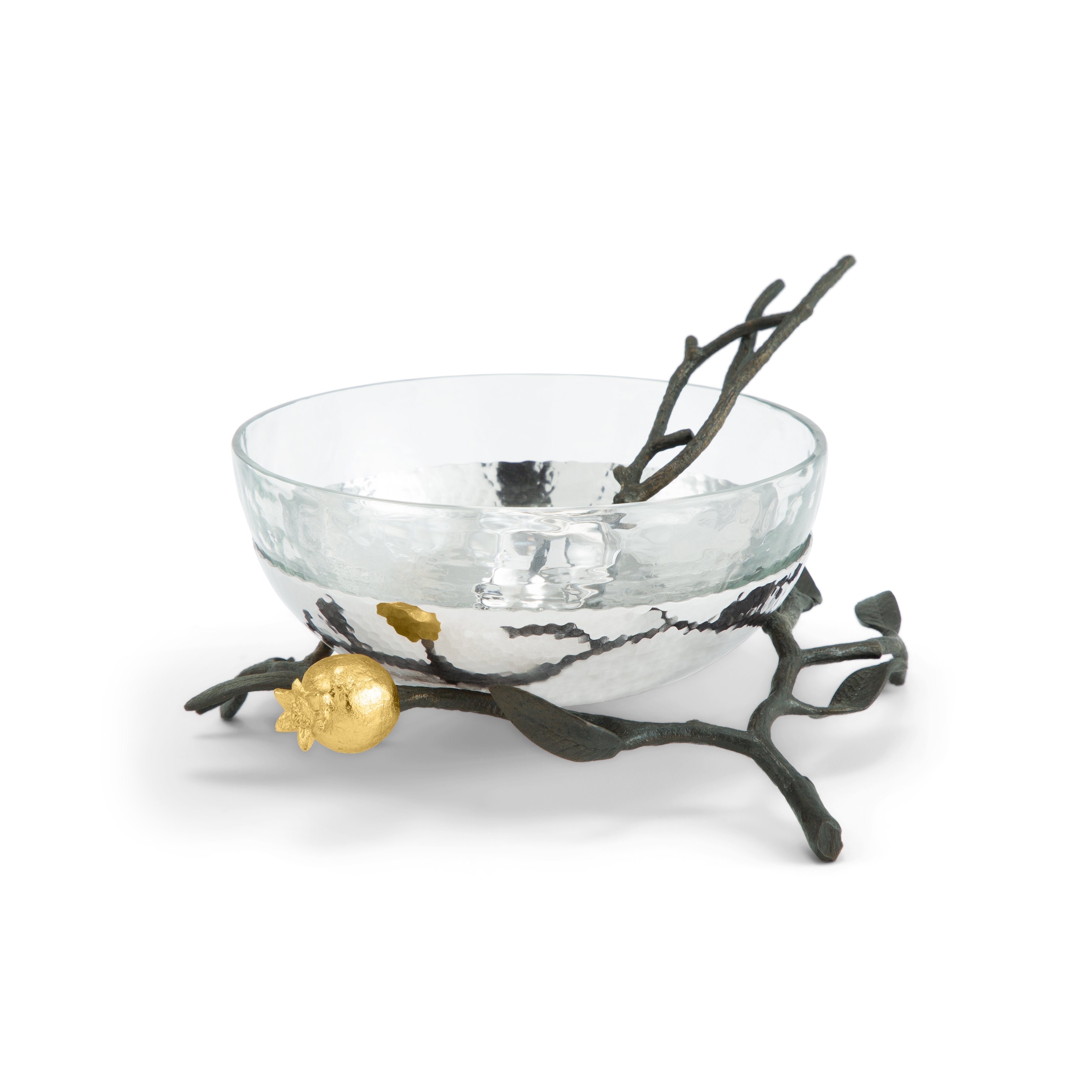 Premium Pomegranate Glass Bowl with Spoon - Elegant Serving Dish for Desserts, Salads & Snacks - Perfect for Parties, Dining & Home Decor