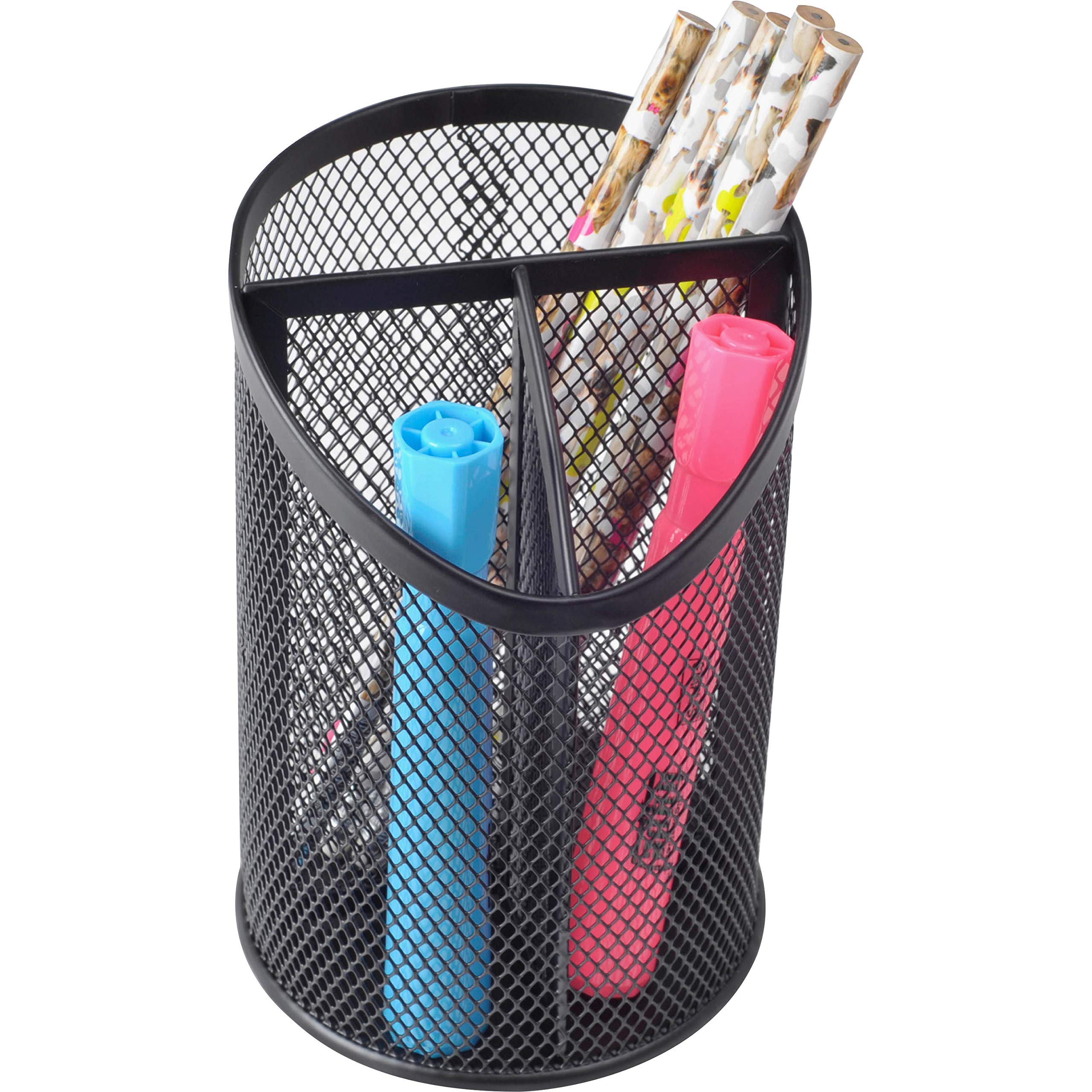 Lorell Mesh Desktop Organizer - Premium Metal Mesh Office Desk Organizer with 3 Compartments for Pens, Files & Supplies - Perfect for Home Office, School & Workspace Organization